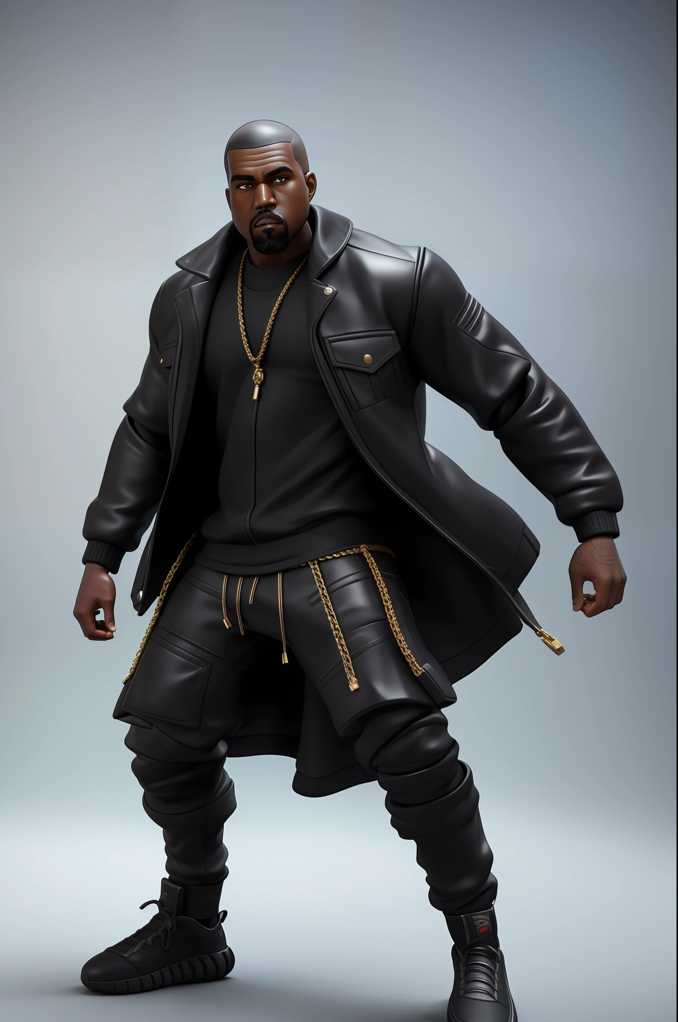 Close-up da action figure do kanye west, arte conceitual ultra realista, kanye west rosto, design monstro, arte conceitual altamente realista, hyperreal rendering, arte conceitual hiperrealista, action figure, arte conceitual hiperrealista, trending on polycount, Product rendering, ultra realistic 3d illustration, 3 d product render, boneco, hyper realistic detailed rendering, action figure do ye