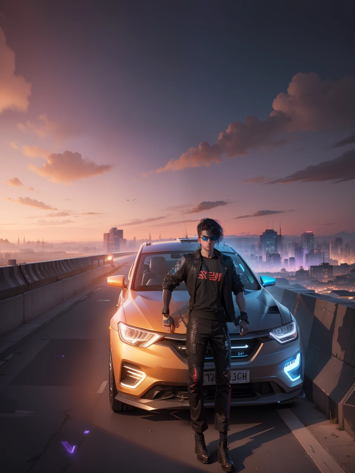 Change background cyberpunk handsome boy realistic face, 8k