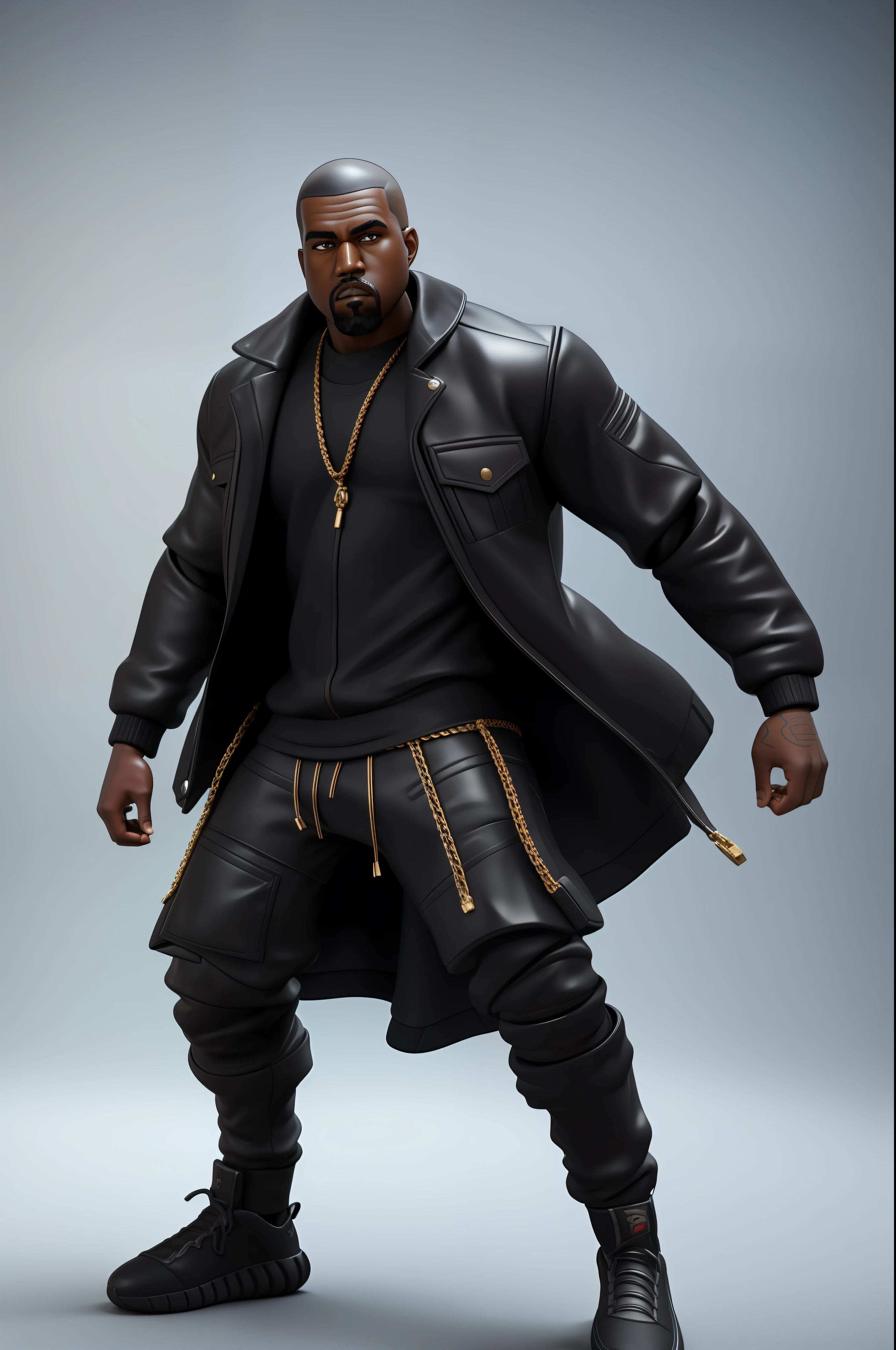 Close-up da action figure do kanye west, arte conceitual ultra realista, kanye west rosto, design monstro, arte conceitual altamente realista, hyperreal rendering, arte conceitual hiperrealista, action figure, arte conceitual hiperrealista, trending on polycount, Product rendering, ultra realistic 3d illustration, 3 d product render, boneco, hyper realistic detailed rendering, action figure do ye