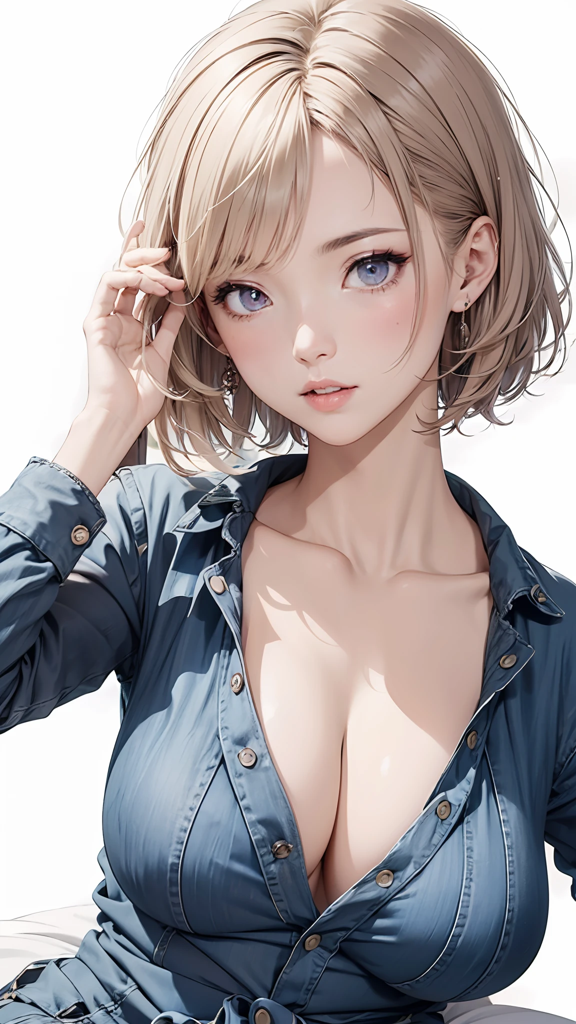 In summer in Japan, August 2 is pants day, and beautiful girls wearing only pants enjoy the hot summer days.
She has a side-cut layered bob hairstyle, blonde hair color with pink inner color. She has a beautiful shining purple eye color, break
masterpiece, Best Quality,(Photorealistic: 1.4),Ultra High Resolution, unity 8k, (Beautiful detailed eyes:1.6),Symmetrical, extra detailed face, Perfect Lighting, (Perfect hands, Perfect Anatomy),(White background:1.3)