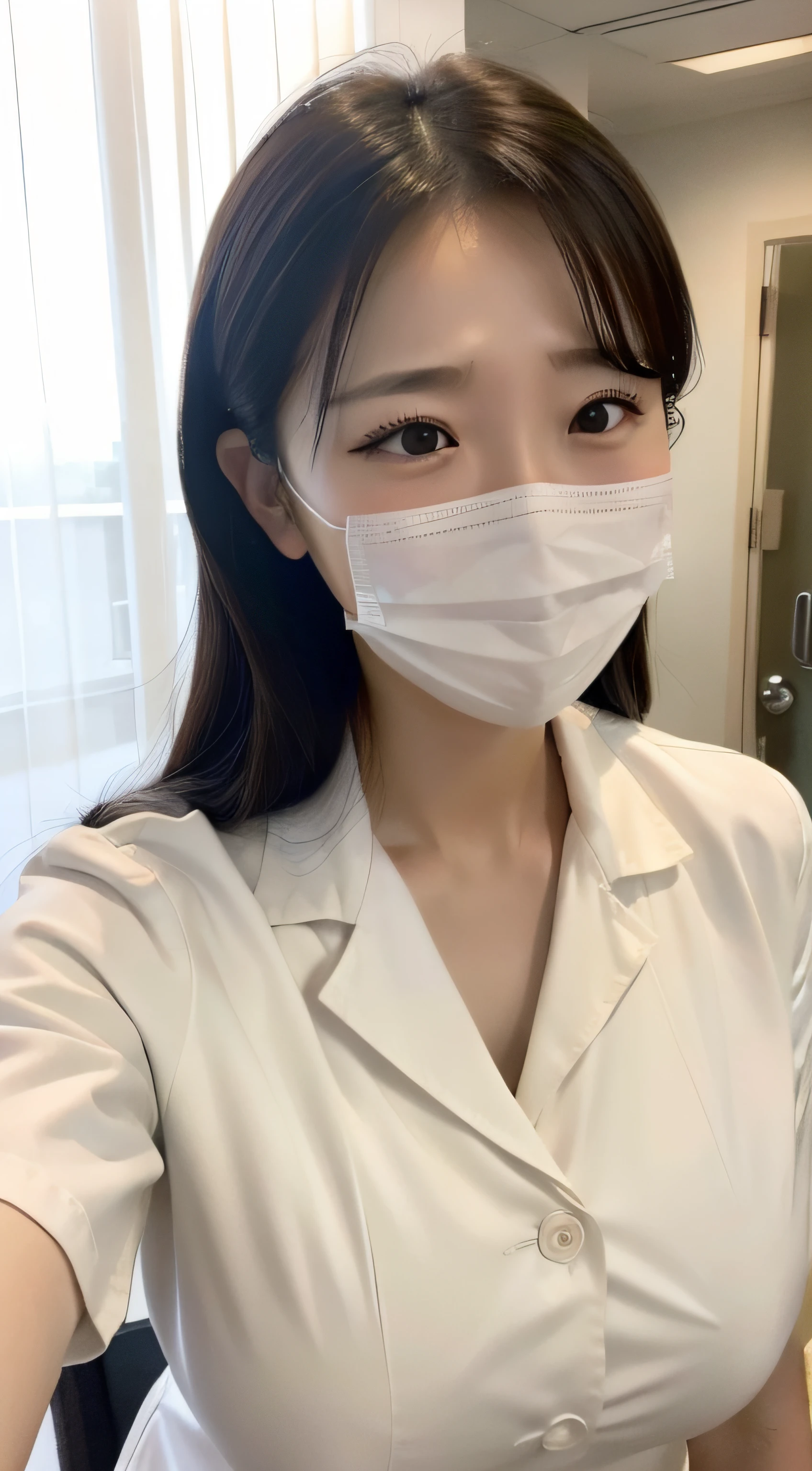 In a hospital，White nurse's uniform，huge tit，mouth mask，Squeeze your eyes，nose hook，weeping ，Extremely exciting，Suffocating，Can't breathe，climaxing，climaxing
