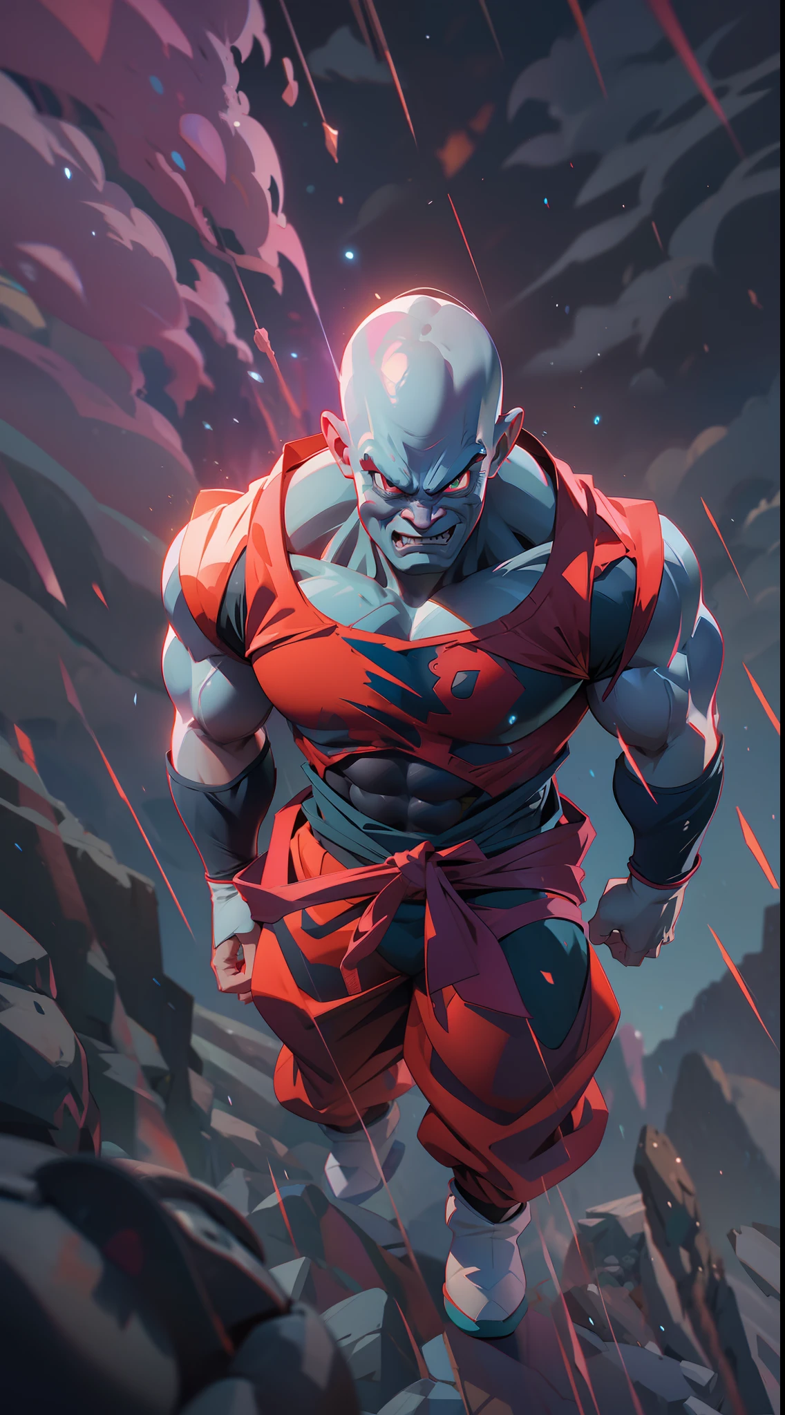 dragon ball super jiren, super strong, muscular, raining, 35mm lens, photography, ultra details, precise texture details HDR, UHD,64K,