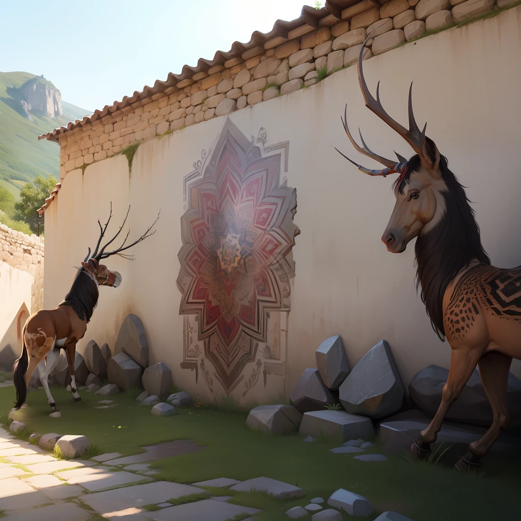 Mural paintings on stone walls