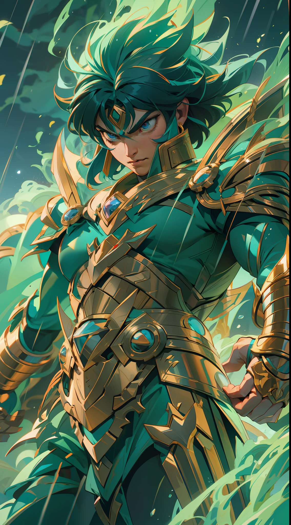 saint seiya dragon shiryu , super strong, muscular, raining, 35mm lens, photography, ultra details, precise texture details HDR, UHD,64K,