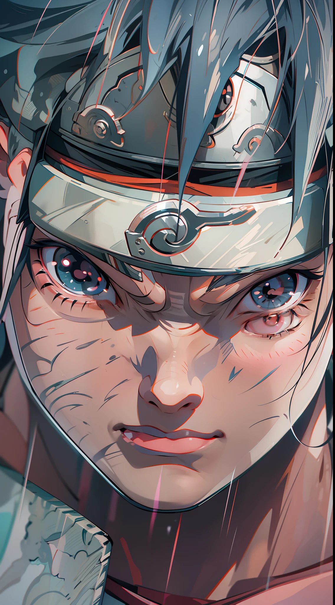 naruto shipuden naruto and sasuke, super strong, muscular, raining, 35mm lens, photography, ultra details, precise texture details HDR, UHD,64K,