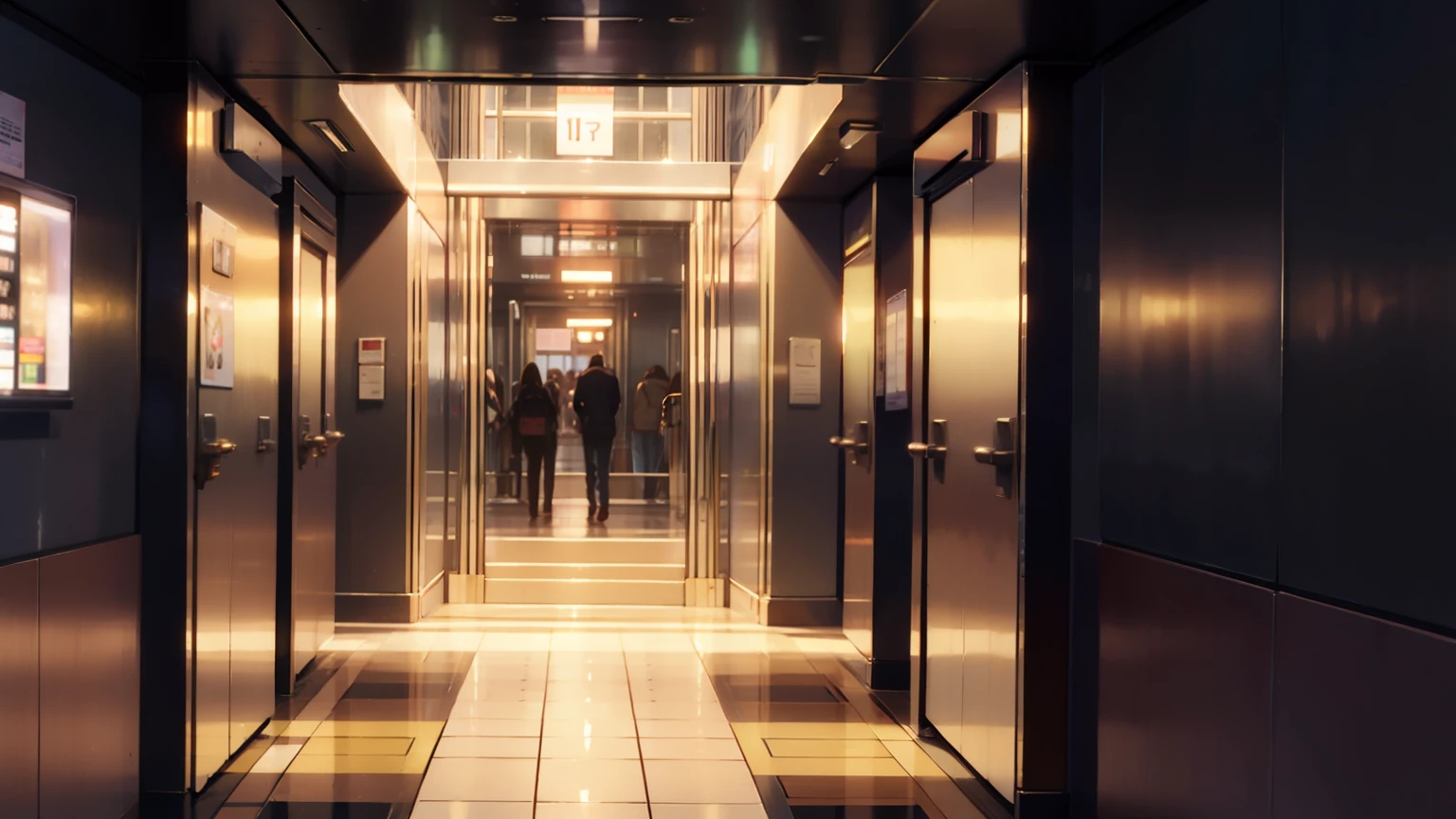 In the elevator，lots of people