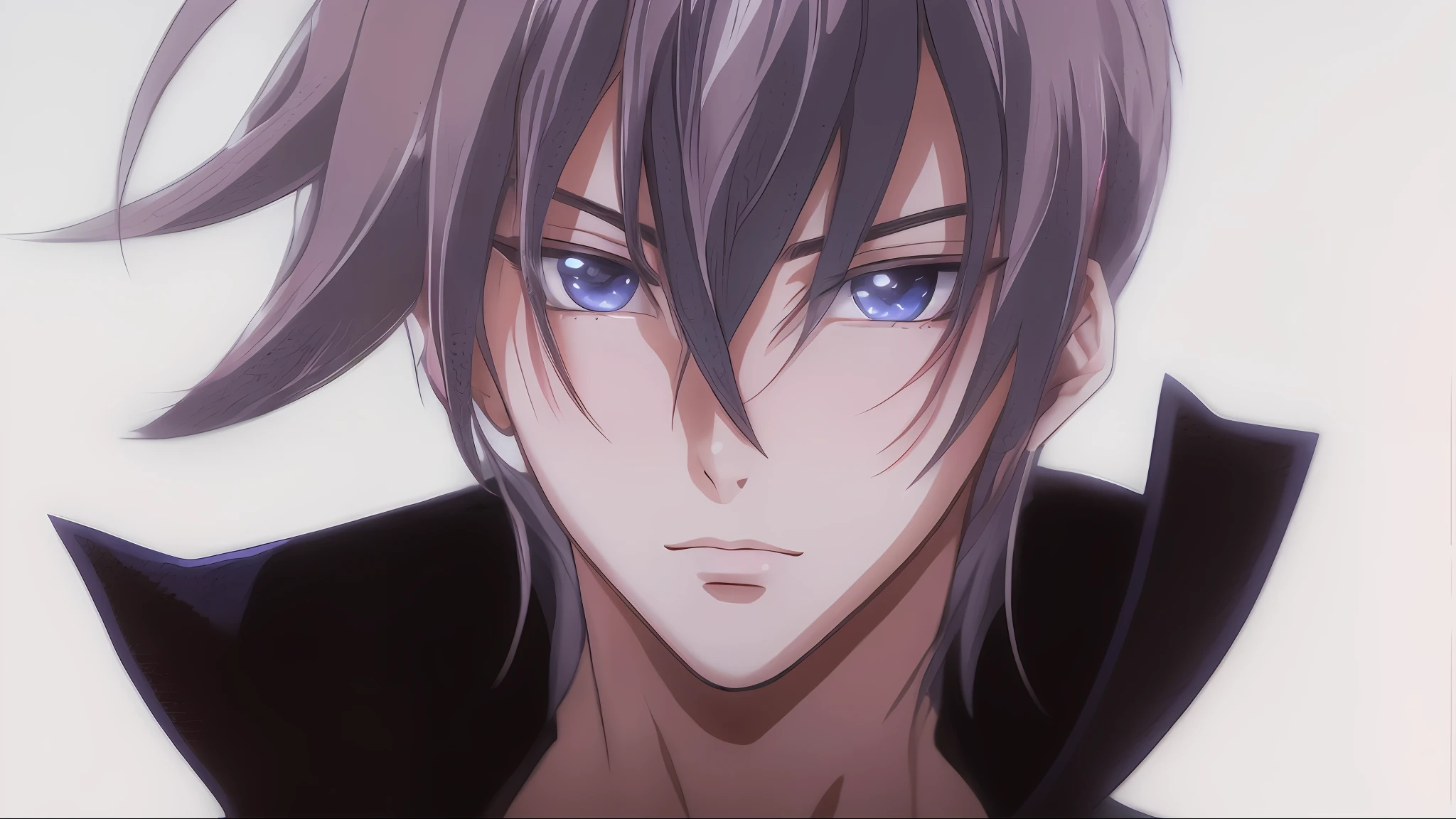 (obra-prima, melhor qualidade: 1.2), um close up de uma pessoa com um casaco preto, [[[[ele tem cabelo prateado claro]]]], homem bonito anime, personagem de anime masculino, [[[[cara de anime alto com olhos azuis]]]], como um personagem de anime, jovem homem de anime, personagem de anime, Vali Lucifer, Vali High School DxD, Vali DxD, High School DxD, [ Arte Digital ]!!, (obra-prima)), melhor qualidade, detalhado,