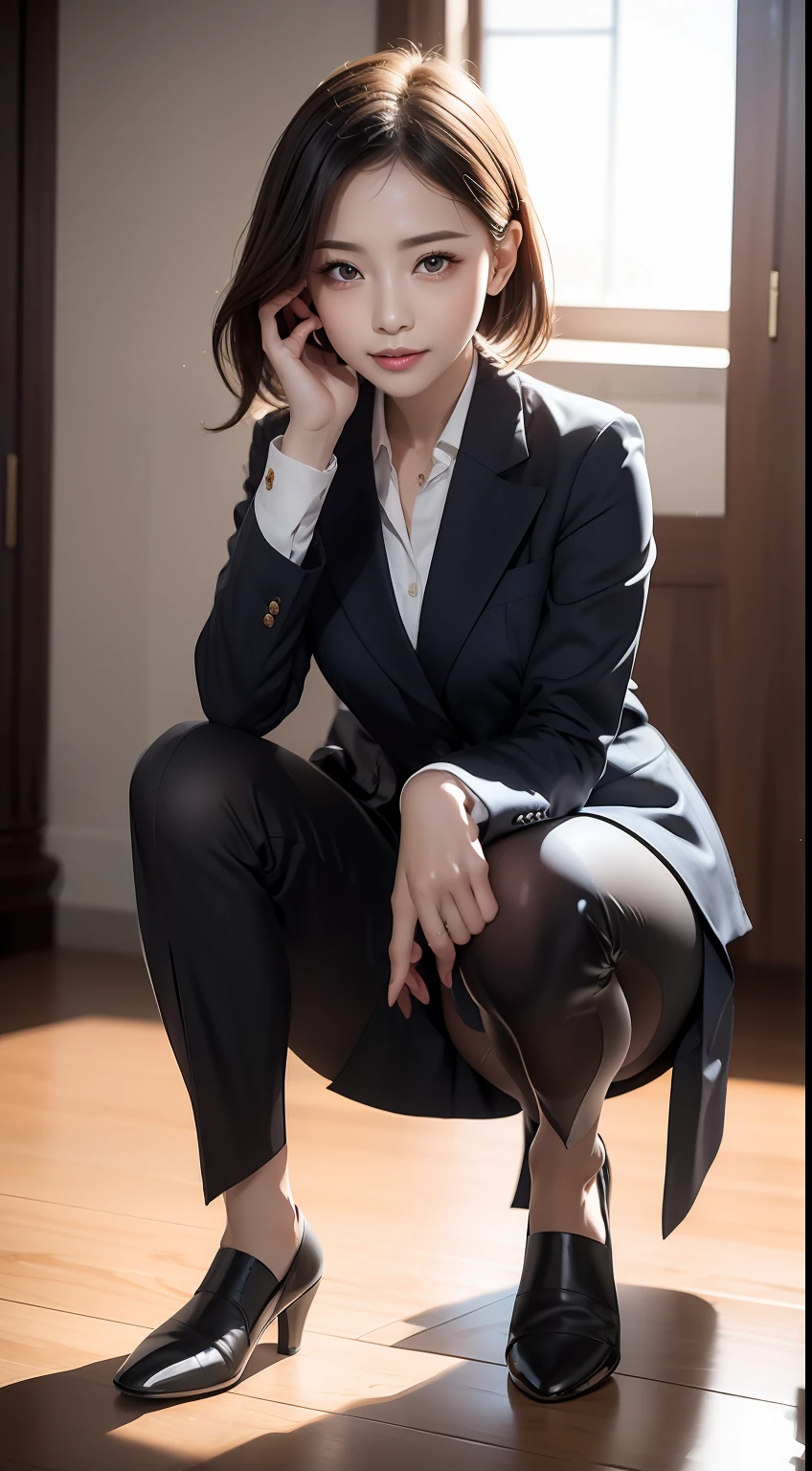 (Masterpiece:1.2), (Best quality), (Full body like:1.3) ,(Ultra detailed), (8K, Intricate), (Lens 135mm,F1.8), (Photorealistic)(Black background:1.3), Portrait photography，(dynamicposes)，Side lighting,Edges are lit,Best shadow,Area light source,Perfect anatomy,Perfect face shape,Perfect for women,First-class female body,Refines skin texture,Fine cloth pattern,Meticulous beauty,Delicate and delicate skin，highlydetailed skin，paleskin，Delicate hair，glistning skin，top Quority， realisticlying， 8K， k hd， 1 rapariga， Female pervert, (Full body like:1.3)， schools，痴女， blazer jacket， 校服，Visible nipple， with no underpants， The skirt is boldly pulled up， （（sit on chair，legs are open））， bend the knees and open the legs， The hairstyle is slightly shorter， Open your legs by grasping your knees with your hands， Buttoned shirt flutters