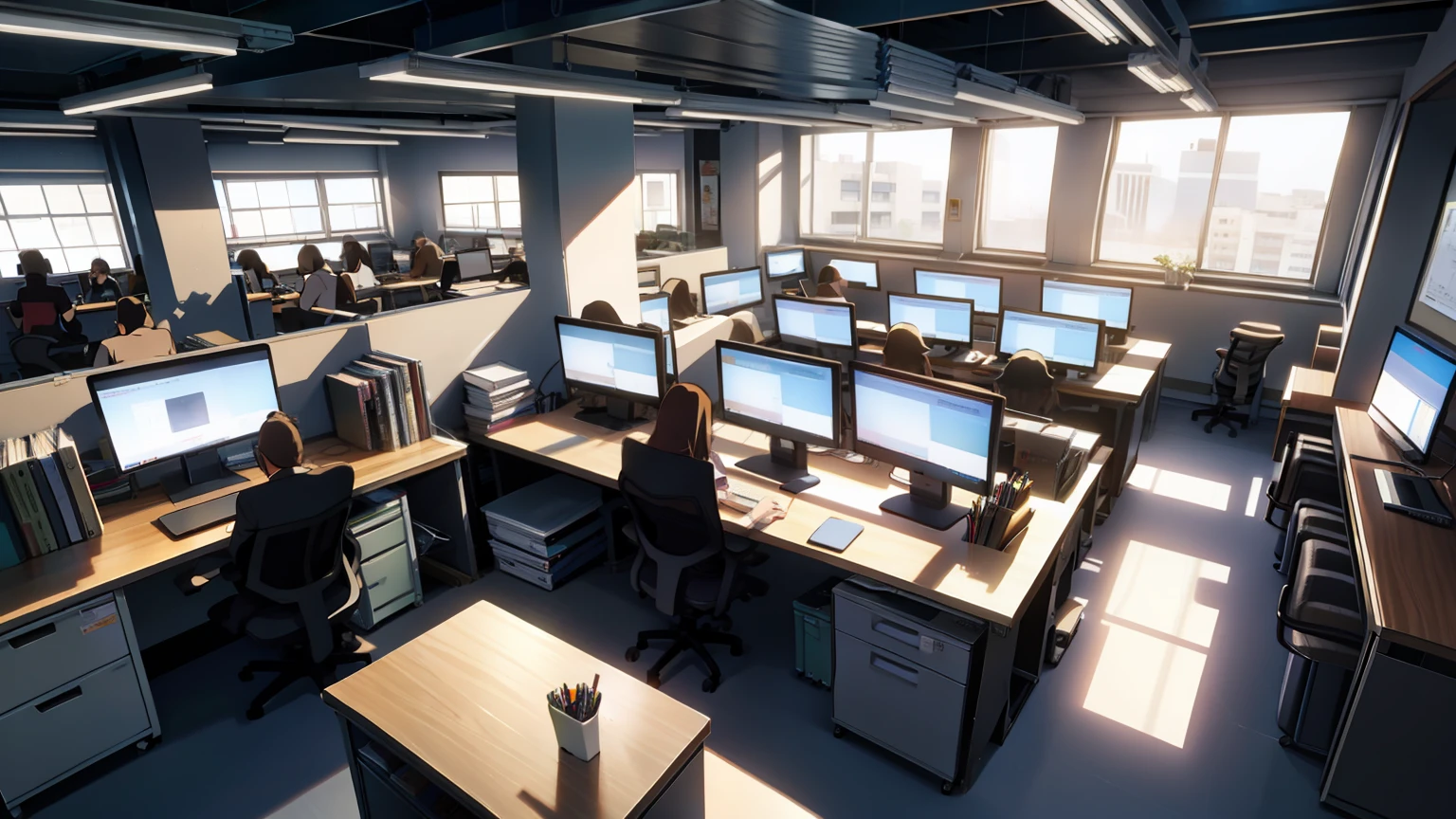 Office of a design firm,A lot of busy figures