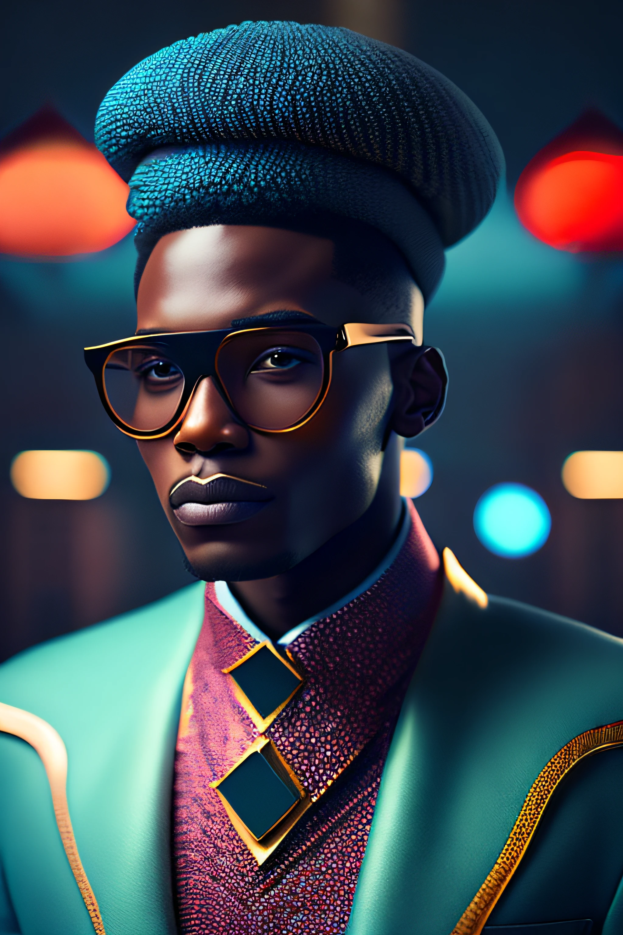 (retrato fashionista homem AFRICANO, idoso, barba branca grande, muito eLegante, 1950s with intricate colored and colored glasses), cabelo fofo colorful, expression serious (fotografia digital extremamente detalhada: 1.2), Standing in the middle of the city, (((corpo inteiro))), imagem crua,, Hasselblad, 50asa, f8, 12 millimeters, efeitos de brilho, Raios de Deus, handdrawn, prestar, 8k, octan render, Cinema 4D, liquidificador, Escuro, atmospheric 4k ultra detailed, cinematic sensual, foco nítido, humorous illustration, grande profundidade de campo, obra-prima, cores, 3d octane render, 4k, arte conceitual, trending in the artstation, hiper realista, cores vivas, Anel luminoso, extremamente detalhado CG unidade de papel de parede 8k, trending in artstation, trend in CGSociety, estilo Pop Art por Erik Madigan Heck, intrincado, alto detalhe, Dramatic , energia pura, light particles, scientific fiction