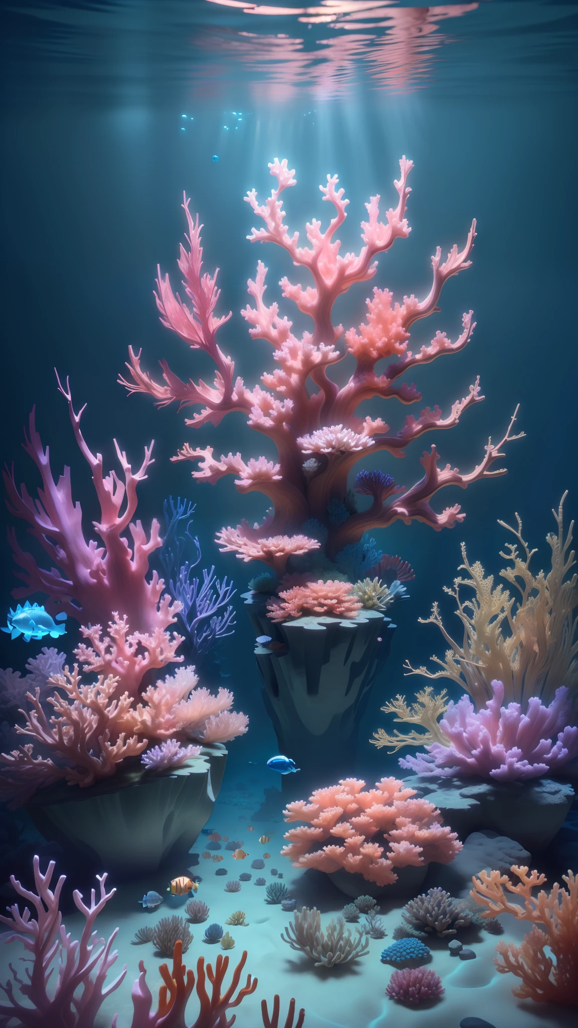 Masterpiece, Best quality, (Extremely detailed Cg Unity 8K wallpaper), (Best quality), (Best Illustration), (Best shadow), Isometric 3D, rendering by octane,Ray tracing,Ultra detailed，The corals, Underwater world.