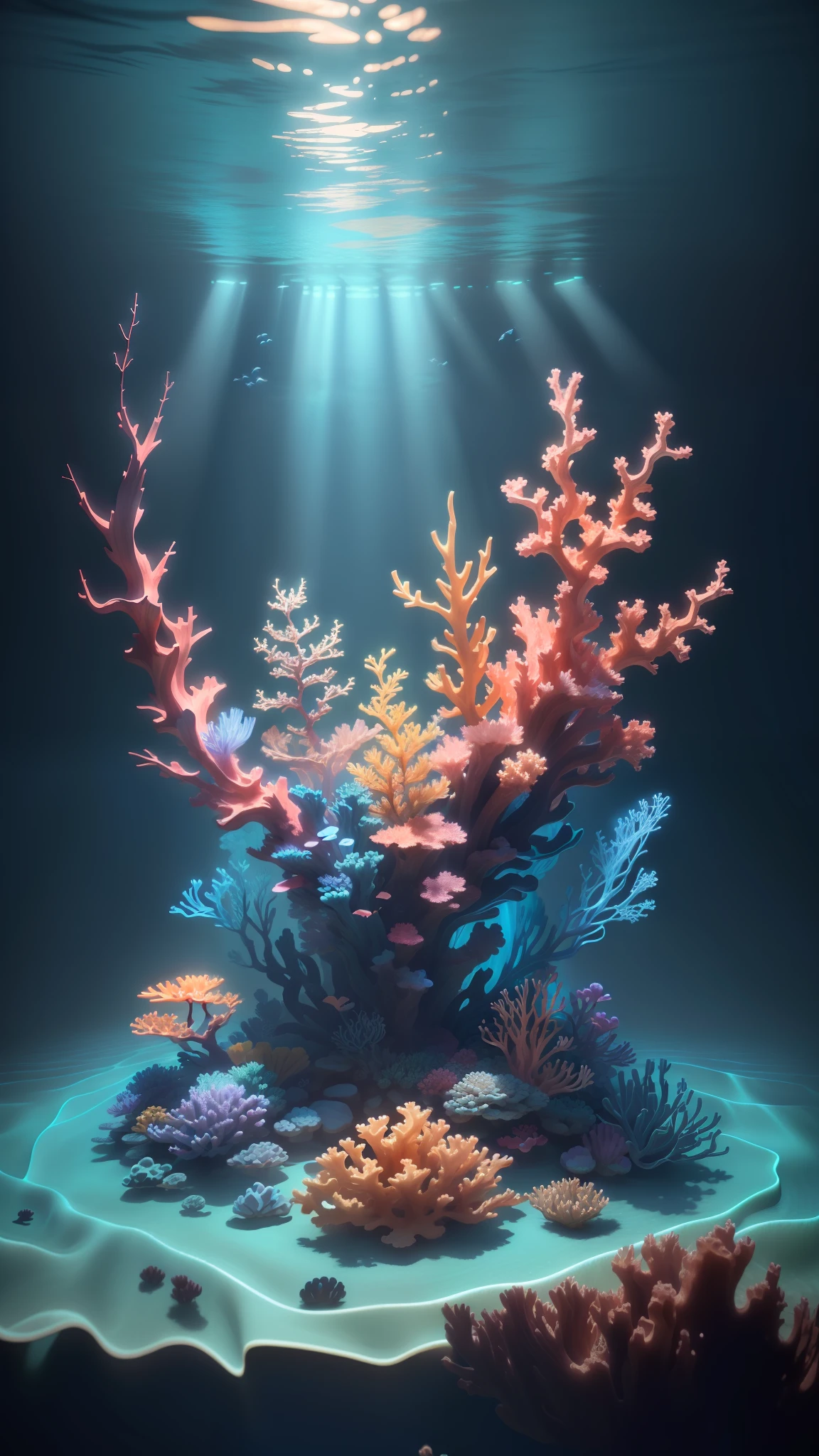 Masterpiece, Best quality, (Extremely detailed Cg Unity 8K wallpaper), (Best quality), (Best Illustration), (Best shadow), Isometric 3D, rendering by octane,Ray tracing,Ultra detailed，The corals, Underwater world.