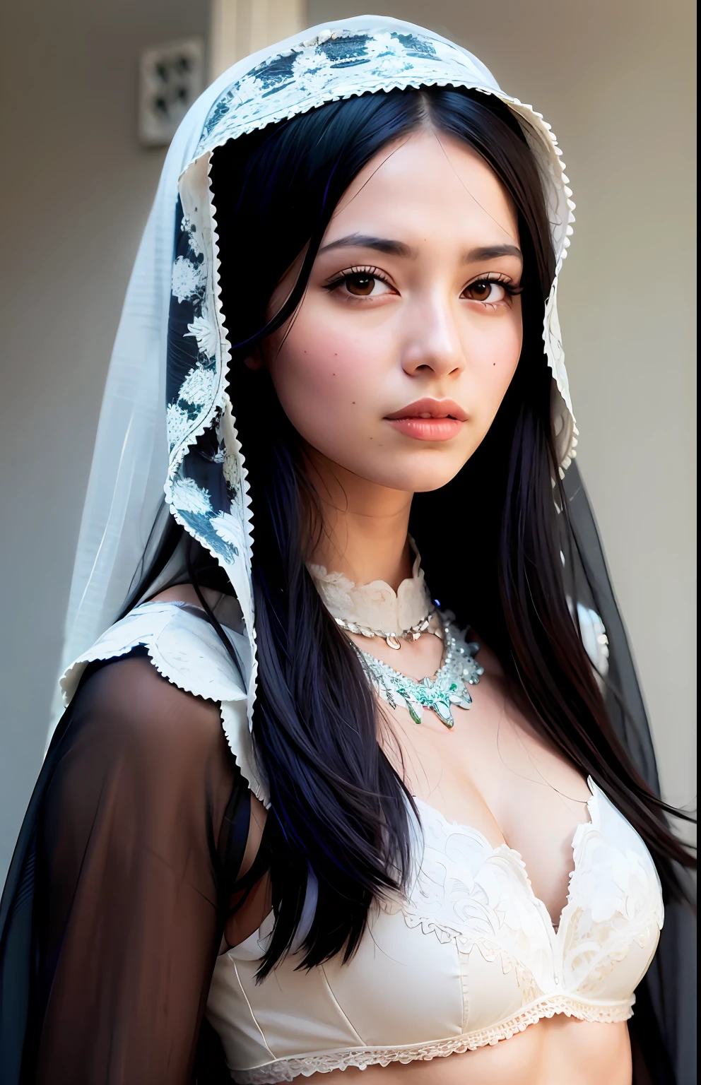 Exotic,dancer,long whitr hair,veils