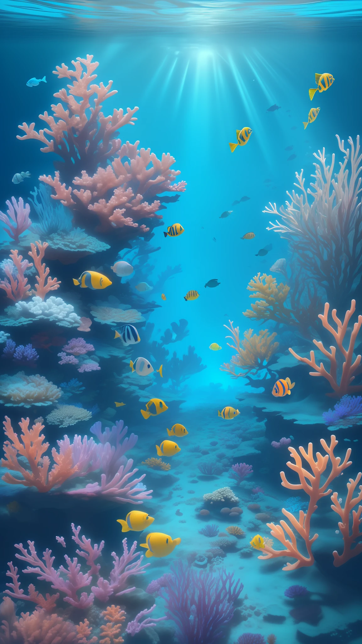 Masterpiece, Best quality, (Extremely detailed Cg Unity 8K wallpaper), (Best quality), (Best Illustration), (Best shadow), Isometric 3D, rendering by octane,Ray tracing,Ultra detailed,The corals, Underwater world.