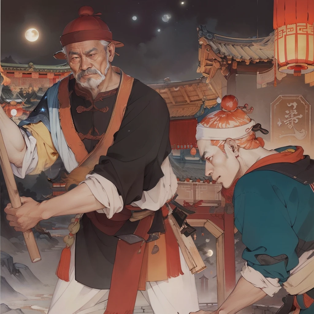 Ancient Chinese landscapes,Ancient buildings,Pavilions,Carved beams and paintings,enchanting scenery,Night,Moon light,Layered, Rich light and shadow,Mid-Autumn Festival, Ink painting style,clean color,Low-saturation colors,Colors of low brightness,Decisive cut,Leave white space,impressionistic,tmasterpiece,ultra - detailed,Epic composition, HighestQuali,hyper realisitc,Art germ --v 6