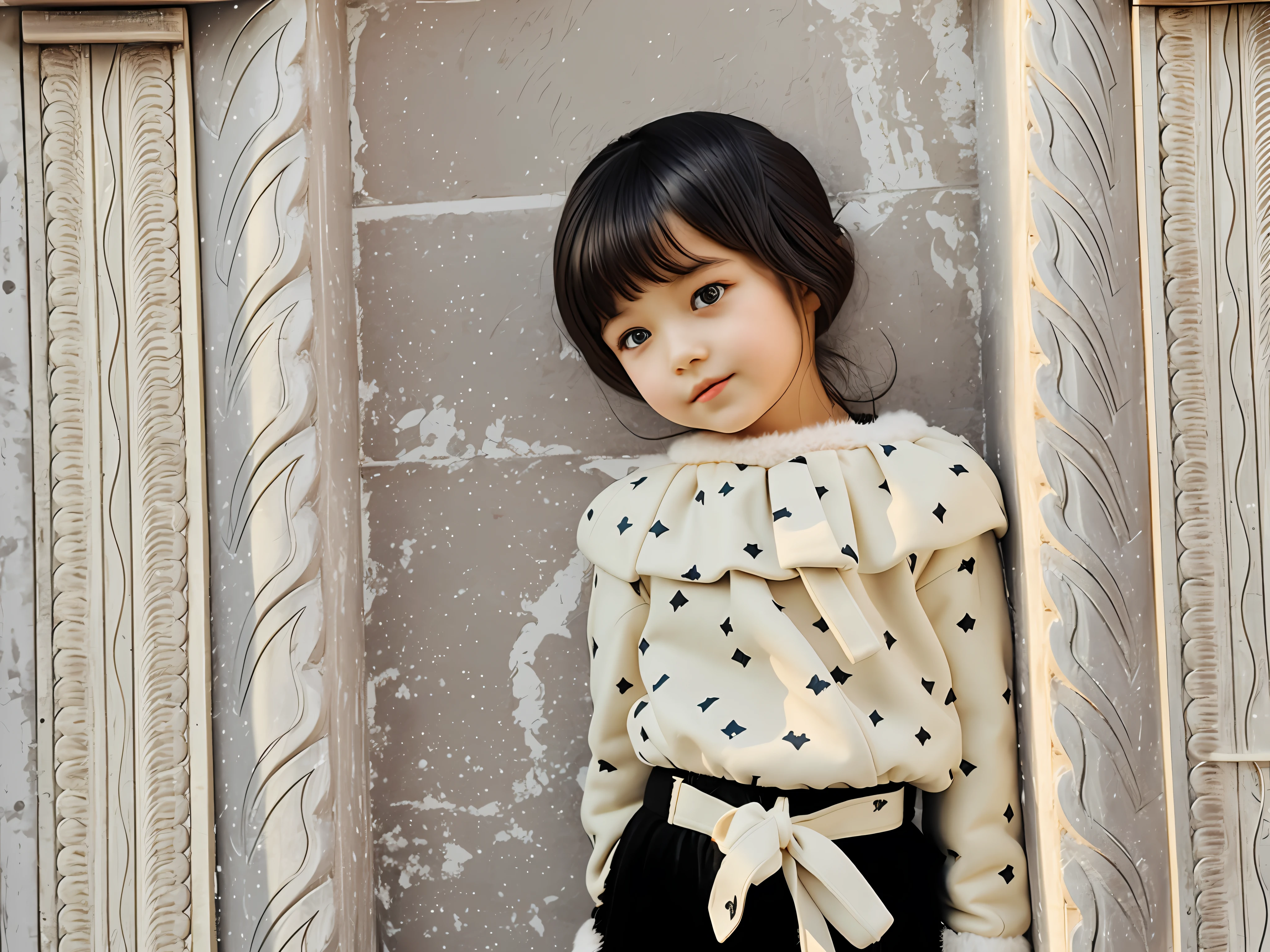 CHILD girl in a fur coat and hat posing for a photo, gorgeous young model, wearing a French beret, fur shoulder pads, wearing a beret, furry style, elegant girl, mackenzie foy, wearing a fur coat, young, wearing a luxury fur coat, cute girl, children, small girl, very beautiful model, fashion model, an oversized beret