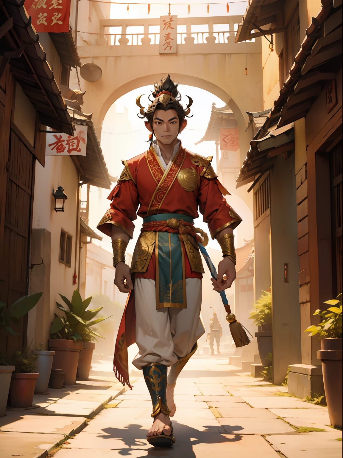 Monkey king,standing on your feet,Daytime scene,