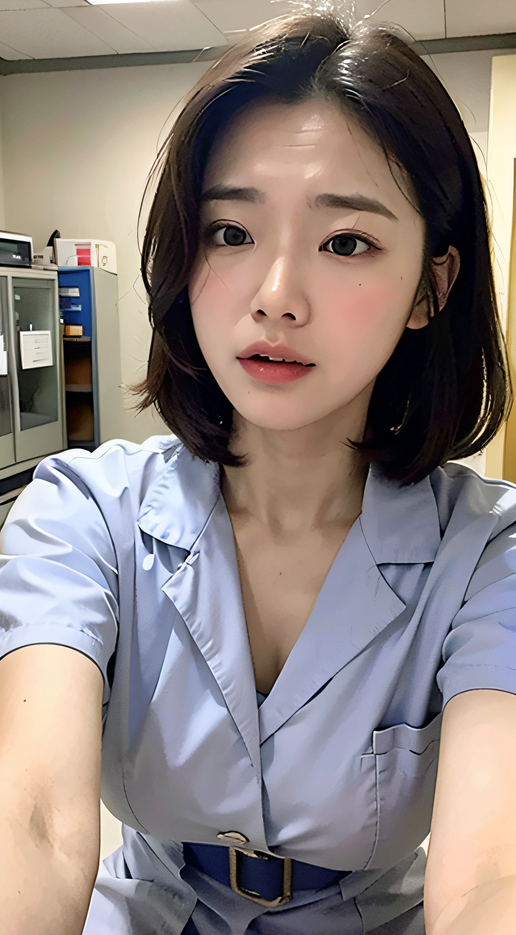 In a hospital，White nurse's uniform，cross-eye，huge tit，weeping ，Extremely exciting，Suffocating，Can't breathe，climaxing，climaxing，Hyperemia of facial skin，Rapid heartbeat，It's almost gone， To go，scowling，Blushlush