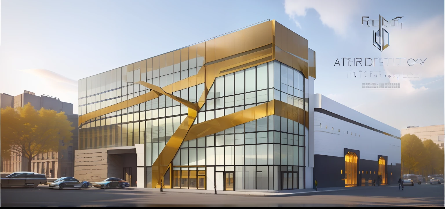 arafed image of a building with a large glass window, exterior shot, precise architectural rendering, architectural rendering, sharp foccus ilustration hq, sharp hq rendering, artstation hq, a digital rendering, architectural render, photo render, artstation hq”, artistic render, artist's impression, gold and steel intricate, architecture render, sharp focus ilustration hq