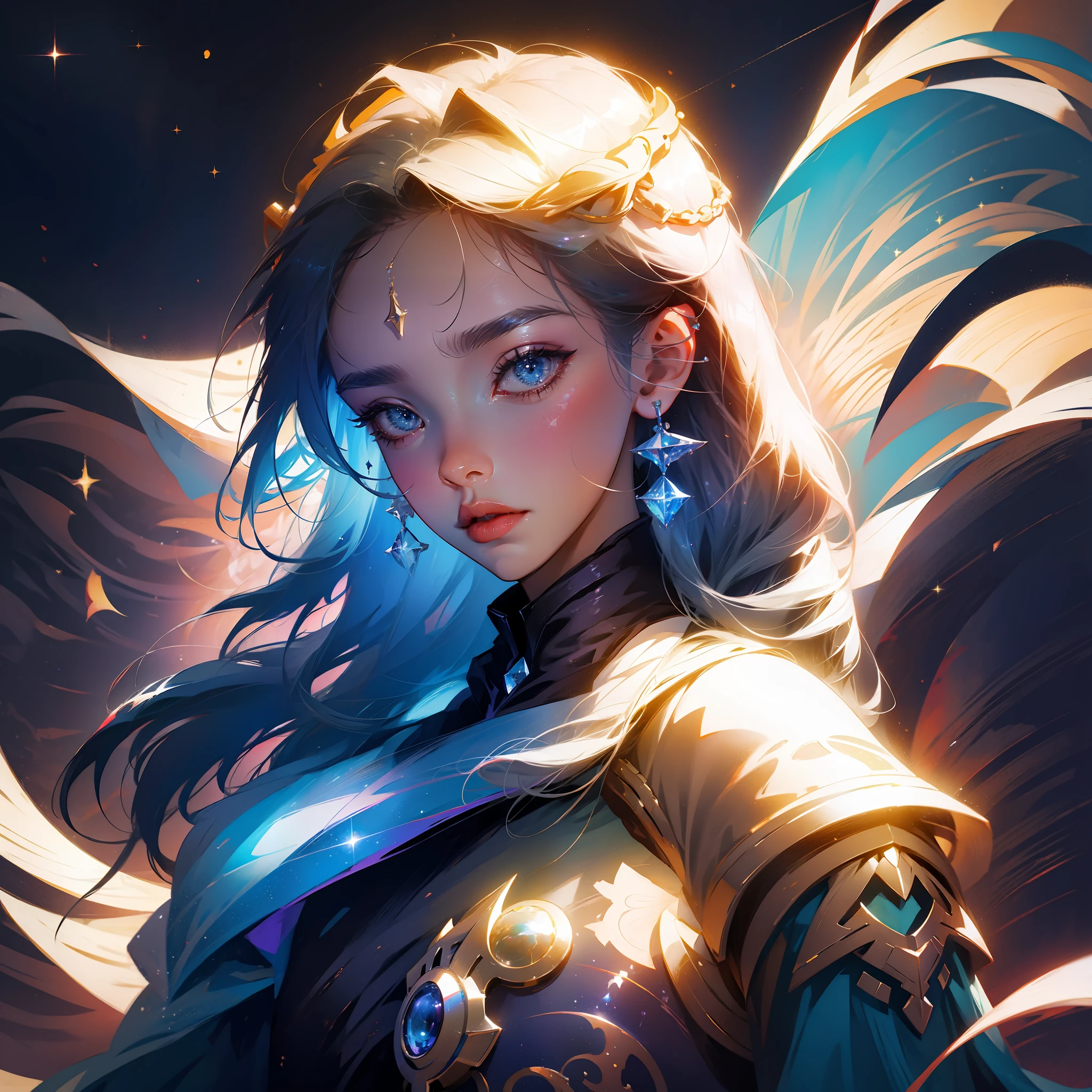 1Celestial guardian, cosmic sky background