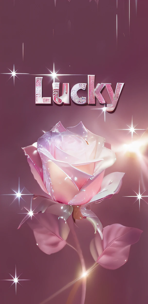 There is a pink rose，There is a diamond on it，It says lucky, album, lux, trick, Dreamy, Lovely, 2014, lusciousness, Cover art, 2 0 1 4, lucky star, ilustration, author：Maximilian Giemsky, 🌺 CGSesociety, Album art, patrick, 2 0 1 5, 2015