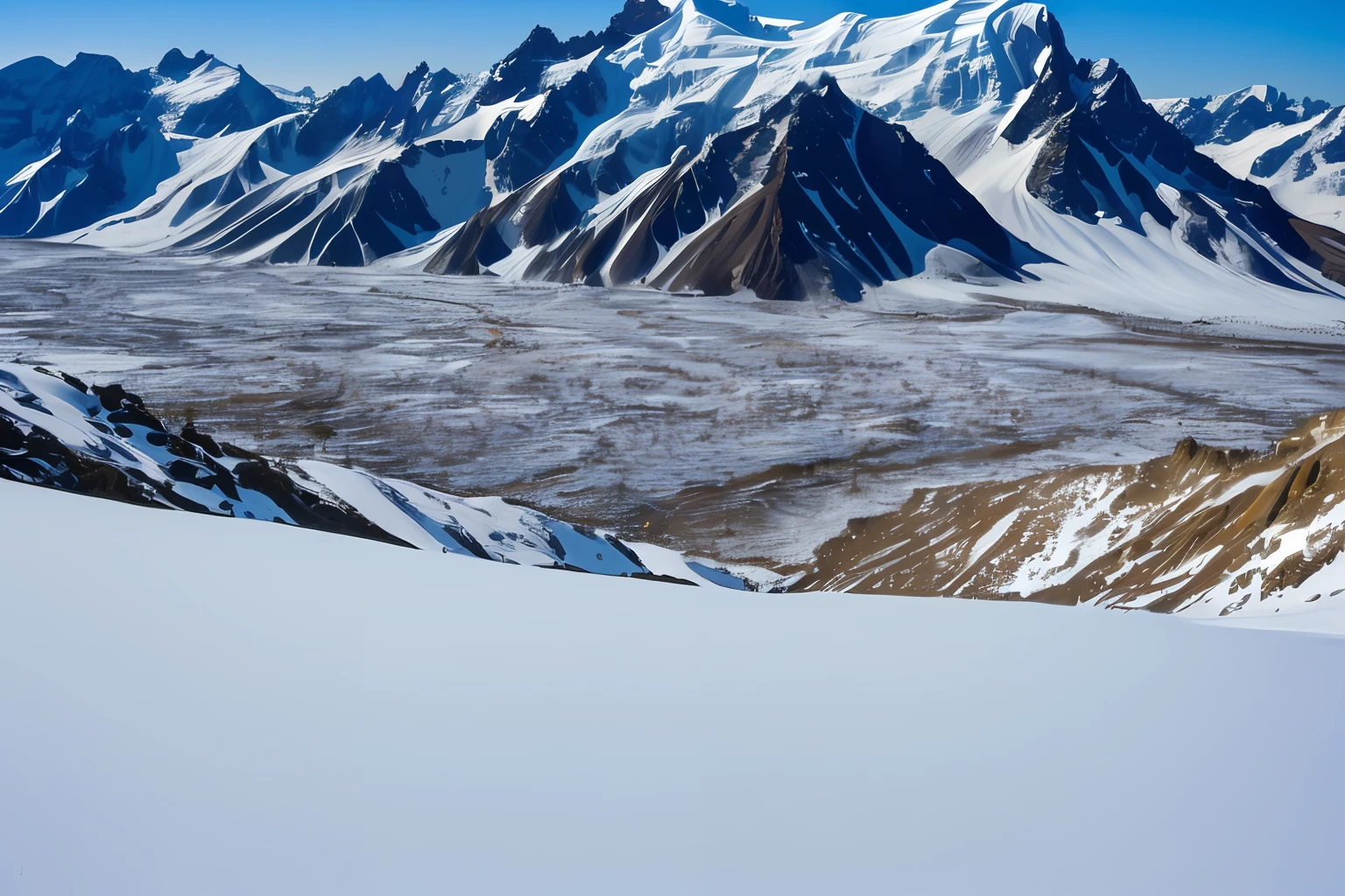 Red snow-capped mountains