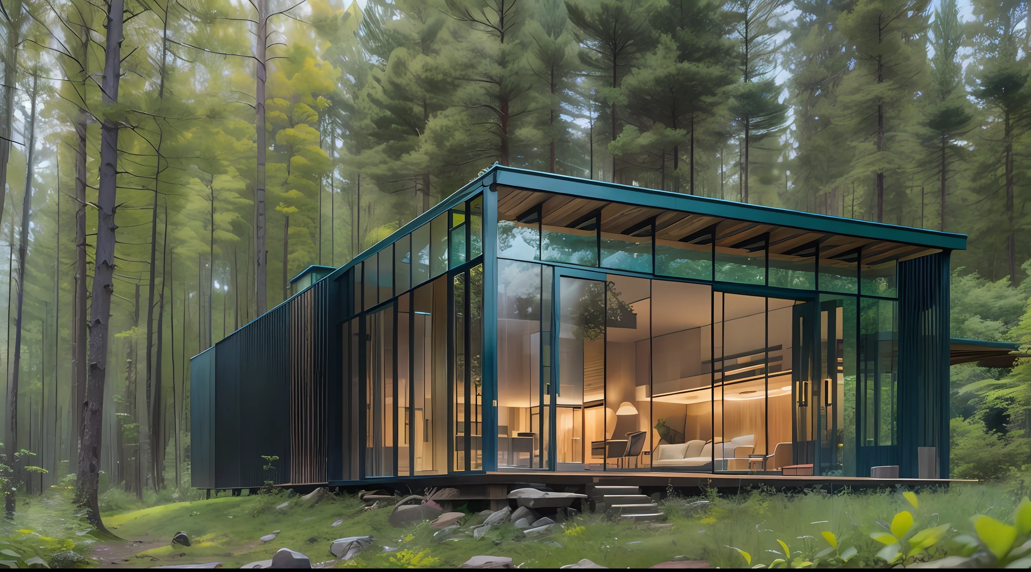 Glass villa in the forest