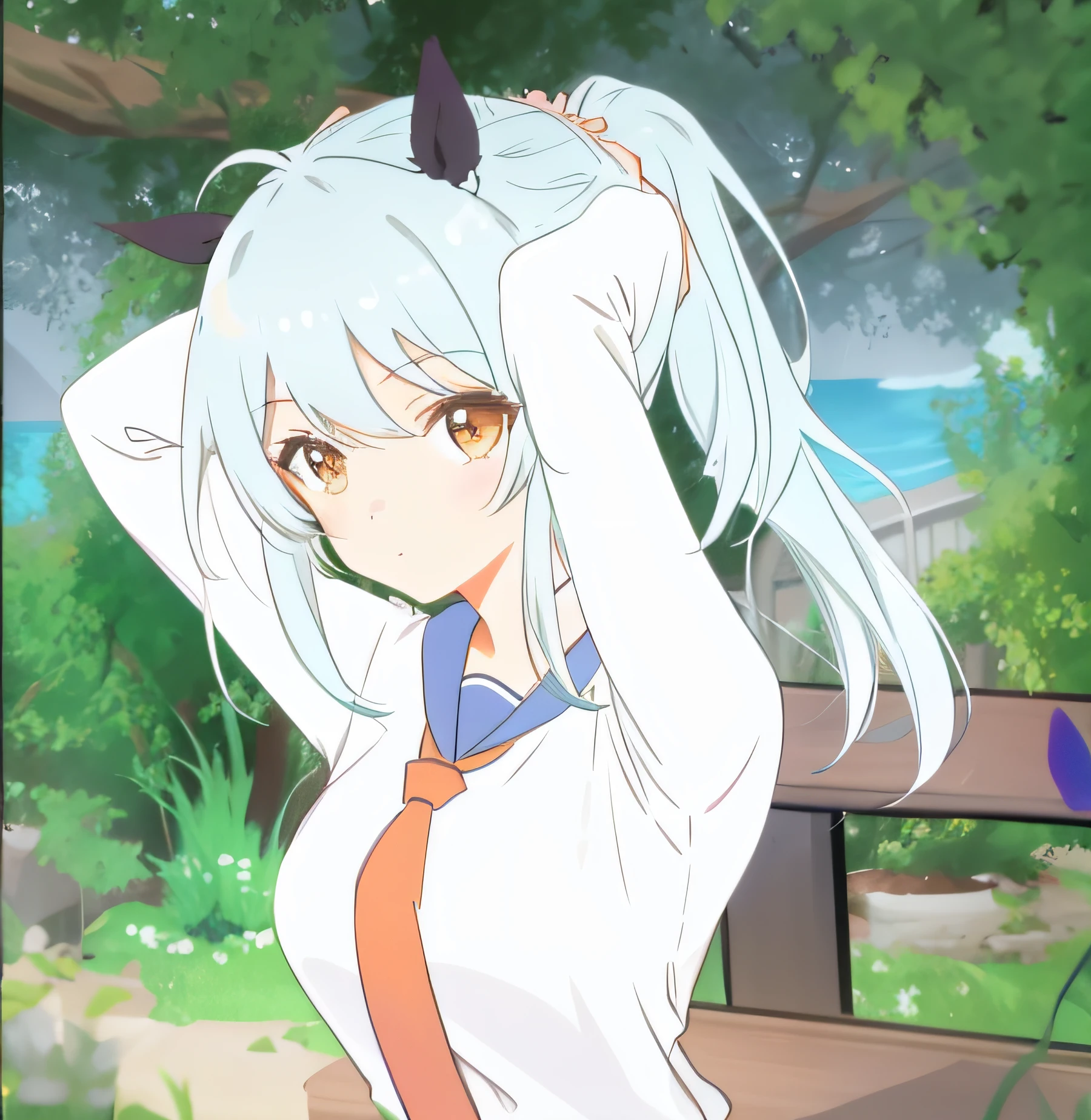 Tied ponytail hair