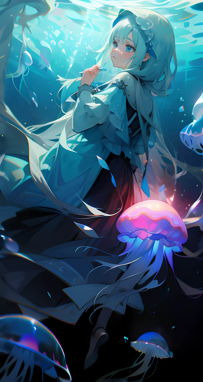 Jellyfish surround the maiden,TheDaughteroftheSea,lots of resolution,the detail