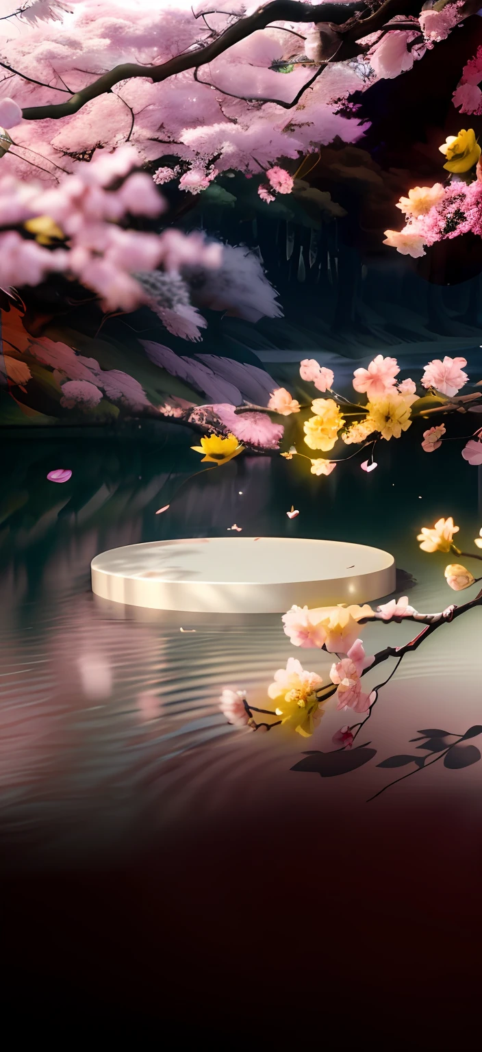 Nines，tree branch，petals，foliage，𝓡𝓸𝓶𝓪𝓷𝓽𝓲𝓬，Japanese