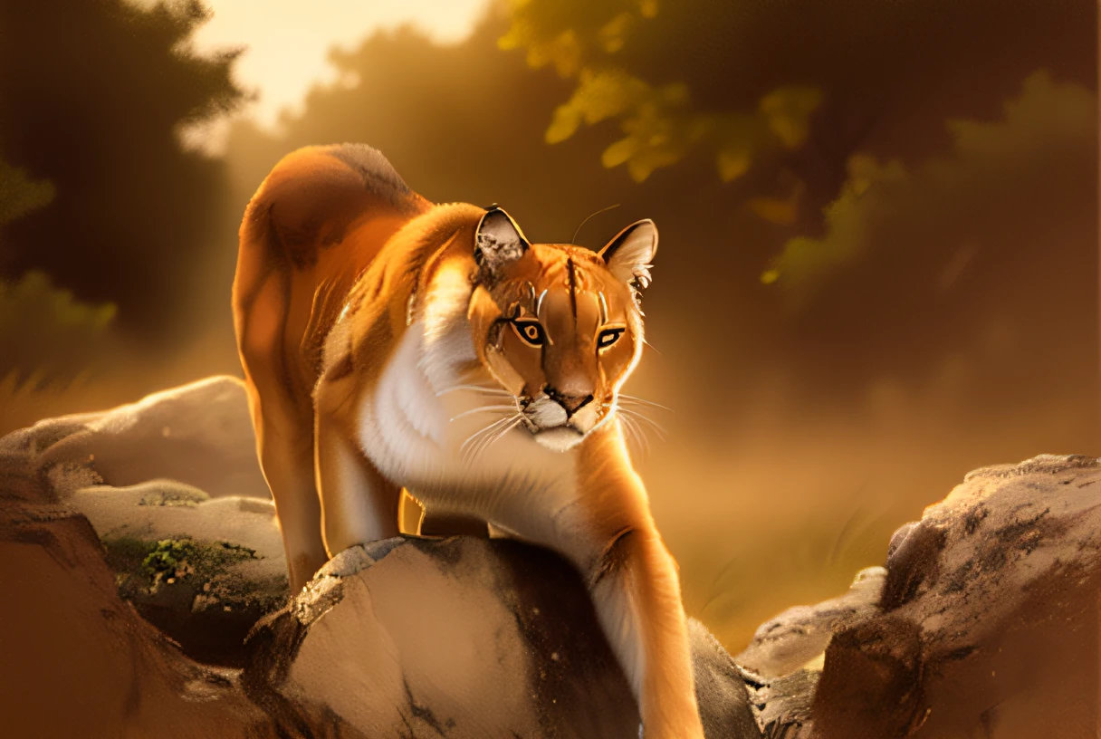 Puma, Puma concolor, realistic illustration, game graphic