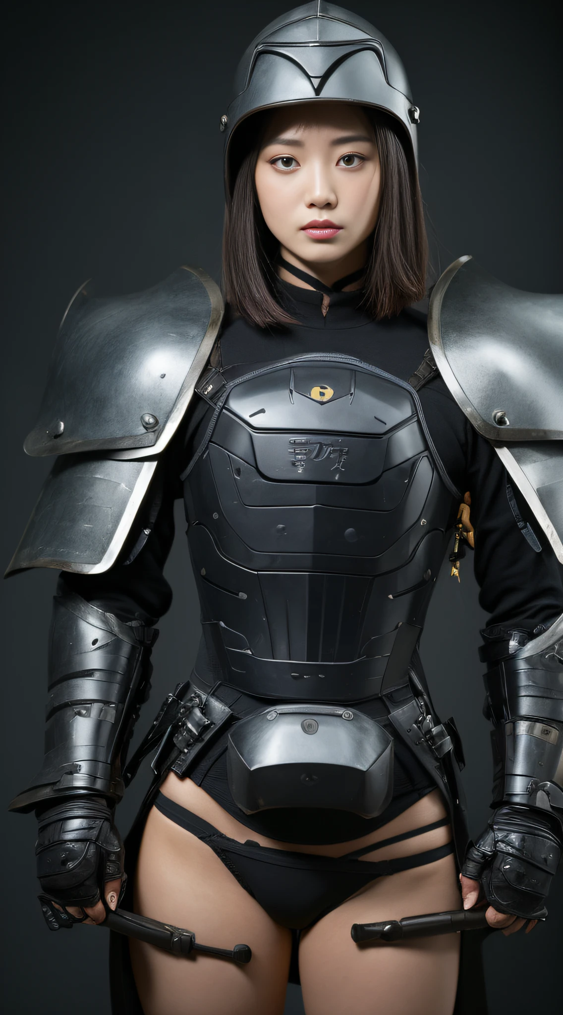 (8K High Quality Masterpiece、1 sexy woman G cup:1.3、Black perspective:1.1、hyperdetailed face、二重まぶた、Transparent underwear、Stroking chest、Open legs)、Wearing a helmet、chest protrudes、爆乳、see -through、The bikini、Cosplay、highleg、samurais、armor、s Armor、knifes、Japan helmet、Armoured pocket、Kabuto Celebration