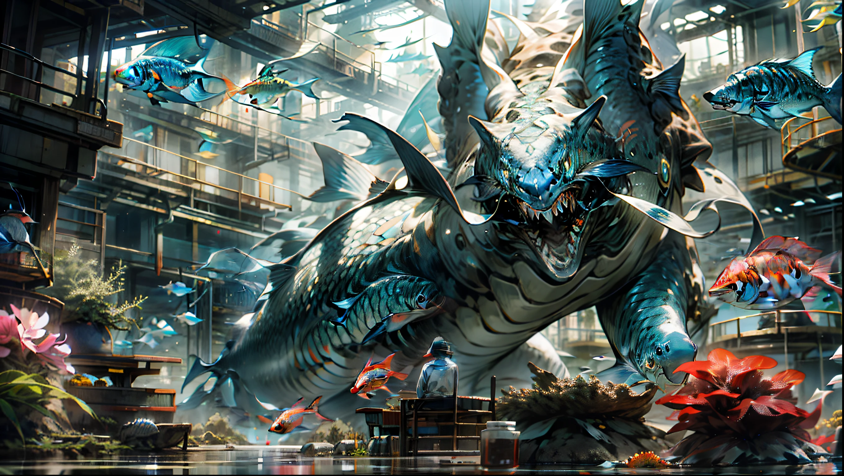 Surrounded by fish,Ecology of the seabed,Schools of glowing fish