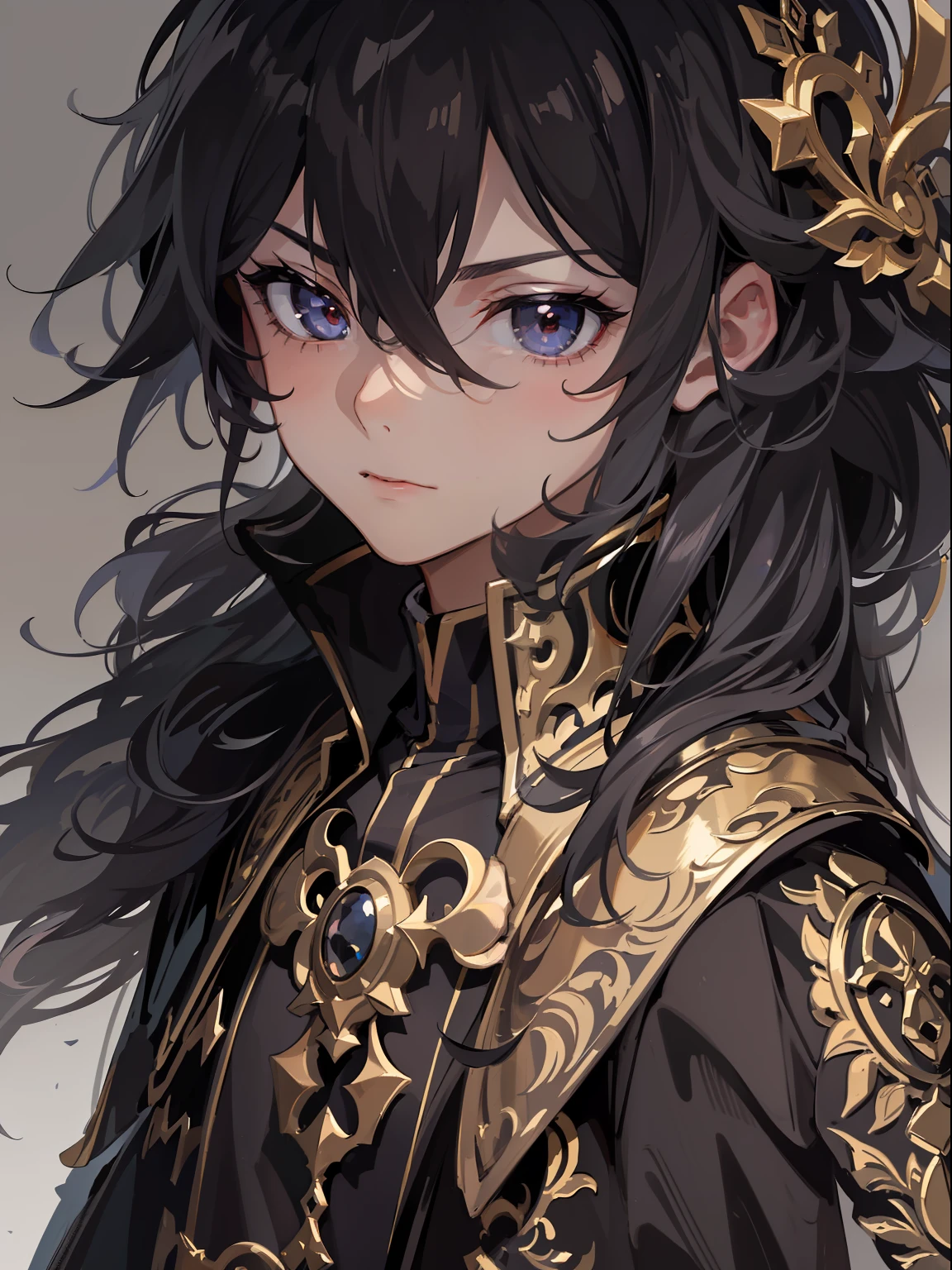 A high resolution,(Masterpiece level:1.4),Super detailed,Black-haired boy,blackigeyes,Elegant aristocratic countenance,Wearing a black robe,The robe has a gold pattern,Handsome guy with a sword,Image quality up to 8K,Optimal color rendering,Best shadow effect,The best quality graphics