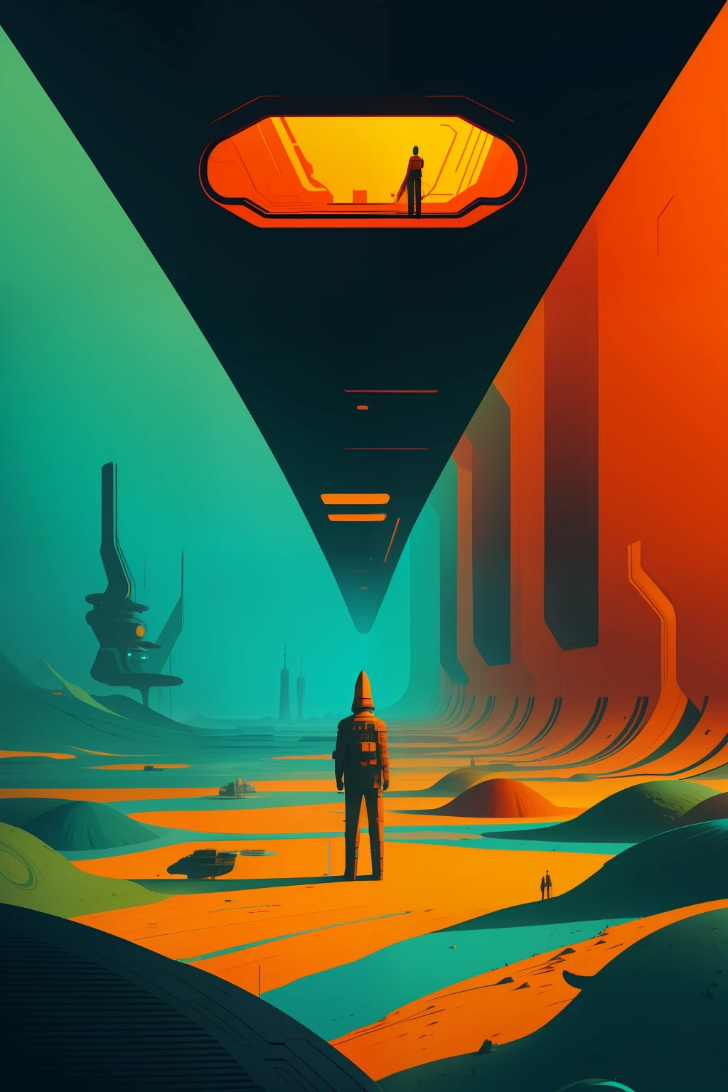 "Artistic representation of Dan McPharlin in a mesmerizing surreal sci-fi scenery, with vibrant colors and intricate details."