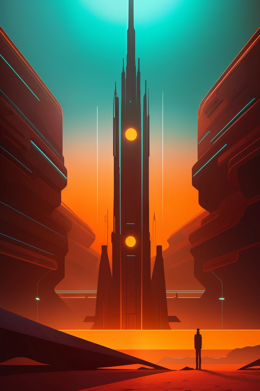 "Artistic representation of Dan McPharlin in a mesmerizing surreal sci-fi scenery, with vibrant colors and intricate details."