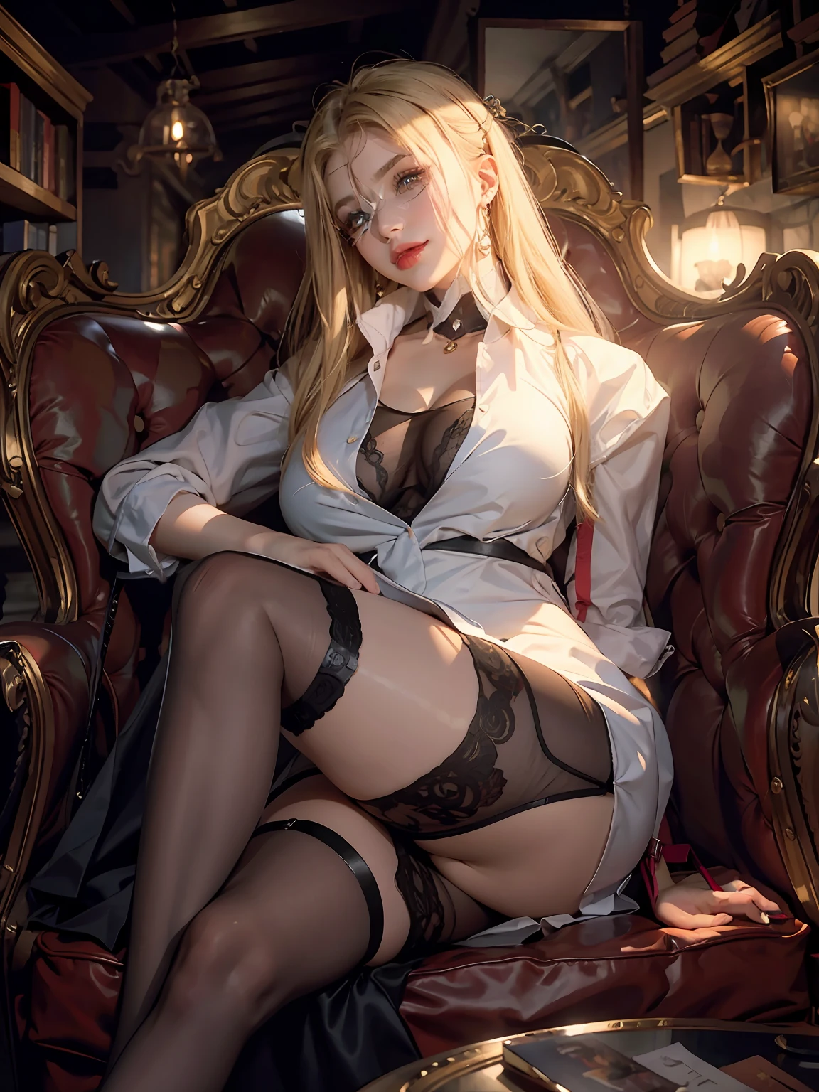 (tmasterpiece:1.2), (best qualtiy:1.2), perfect eyes, s the perfect face, Volumetriclighting, 1girll, Vintage sexy mature, , gossamer dress,Clothes open, blond hairbl, pauldrons, Top employees, stern expression, fanciful, exteriors, detailed back ground, putting makeup on, lipsticks, eye shadows, mascara, thick eyeslashes,full bodyesbian,embarressed,