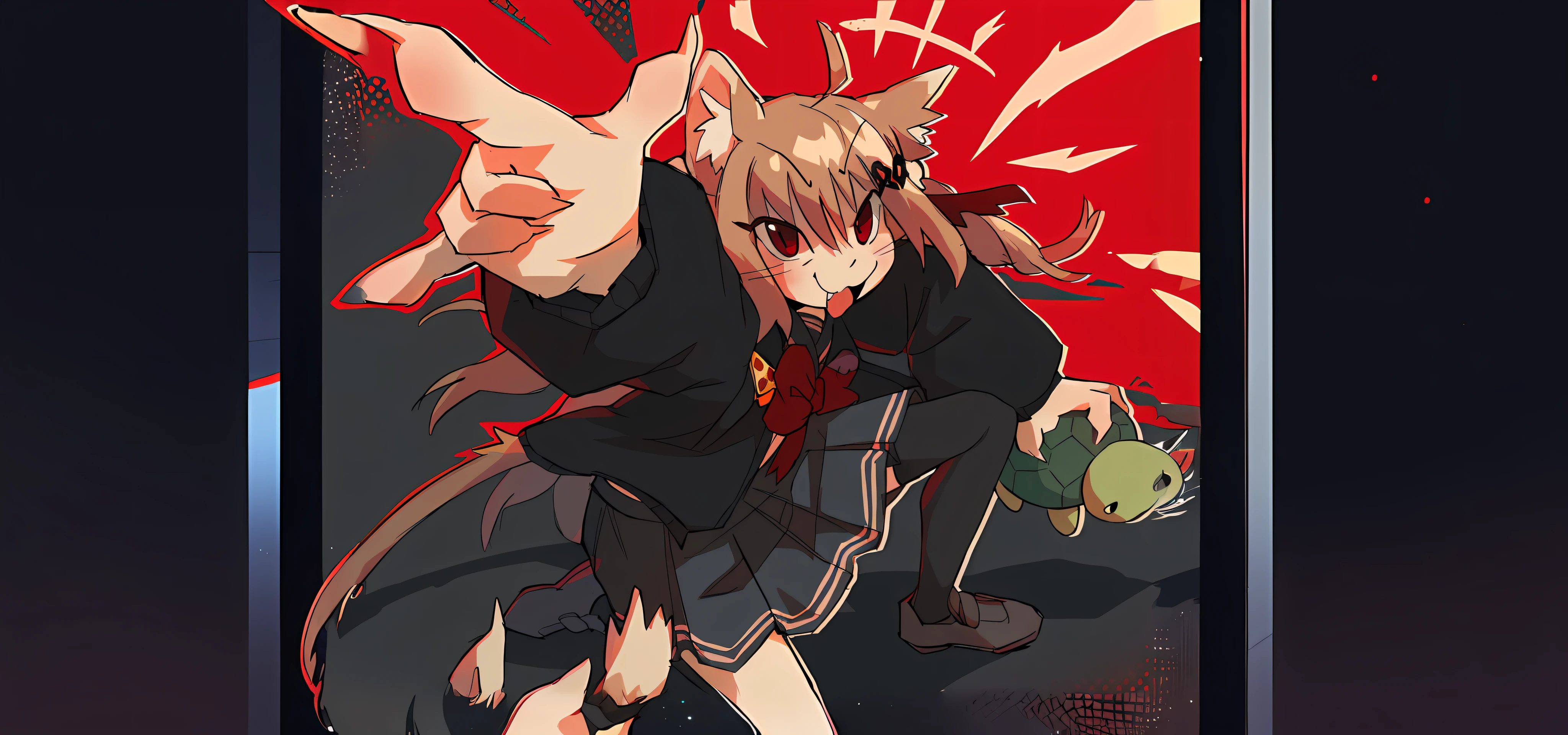 anime character with a cat and a dog in a black outfit, anime catgirl, nekomimi, zerochan, holo is a wolf girl, touhou character, anime style like fate/stay night, anime moe artstyle, from cryptid academia, cute anime catgirl, zerochan art, by Kamagurka, epic anime style, anime style”