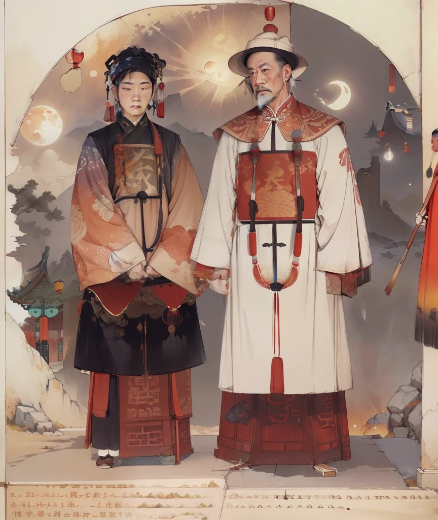 Ancient Chinese landscapes，Ancient buildings，Pavilions，Carved beams and paintings，enchanting scenery，Night，Moon light，Layered, Rich light and shadow,Mid-Autumn Festival, Ink painting style，clean color，Low-saturation colors，Colors of low brightness，Decisive cut，Leave white space，impressionistic，tmasterpiece，ultra - detailed，Epic composition,  HighestQuali，hyper realisitc，Art germ ，Young men --v 6