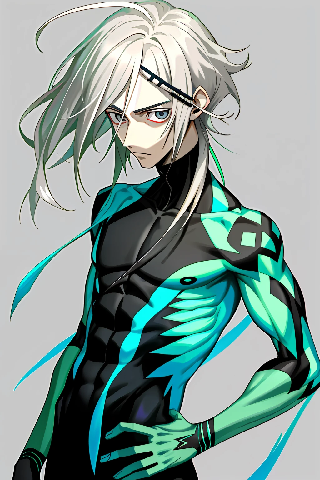 {{Male body shape,Female face}} ,{{{{One guy}}}} The whole body is painted and the face is haggard,Has thick dark circles,{Unhealthy white},Long gray hair,{{{With{{a color}}Small hairpins}},The figure is very thin,nakeness,{{phimosis}}