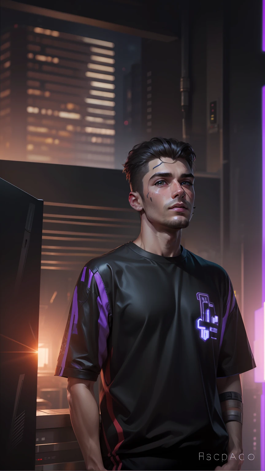 Change background cyberpunk handsome boy, realistic face, 8k, ultra realistic