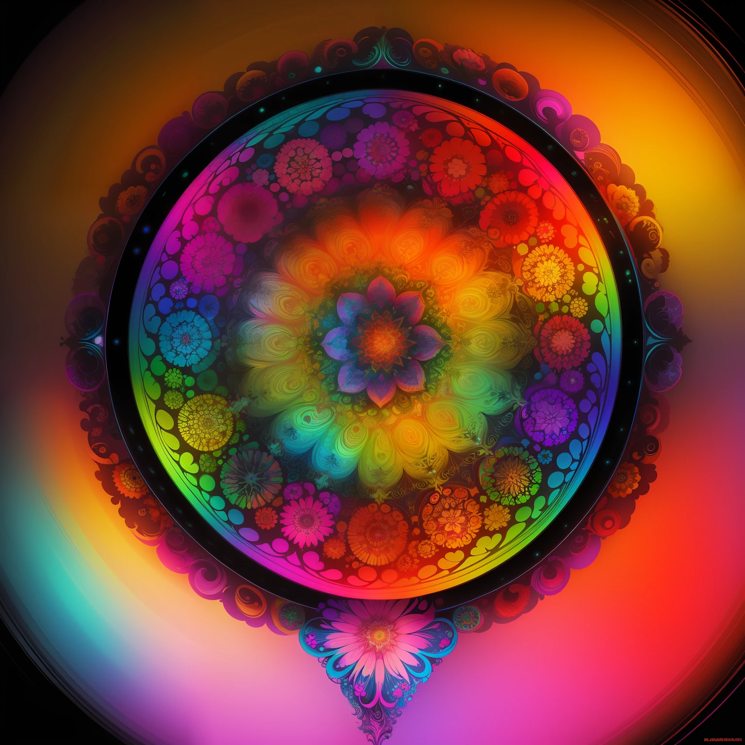 computer generated image of a colorful flower with a large center, psychedelic digital art, trippy fractals, fractal algorightmic art, hallucinatory art, psychedelic fractal art, psychedelic fractals, abstract fractal art, fractal art, psychedellic fractals, dmt art, elaborate digital art, digital art ”, digital art”
