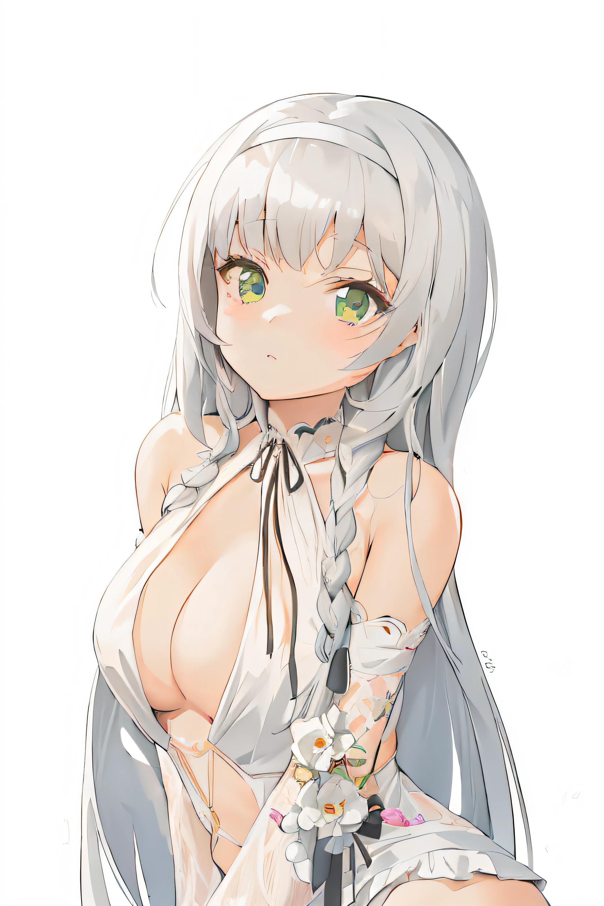 Anime girl with long hair and tattoos sitting on stool, loli in dress, small curvaceous loli, seductive anime girls, cute anime waifu in a nice dress, Best Rated on pixiv, shikamimi, anime moe art style, Cute anime girl, pretty anime girl, pixiv 3dcg, sie boob, from girls frontline, Anime girl