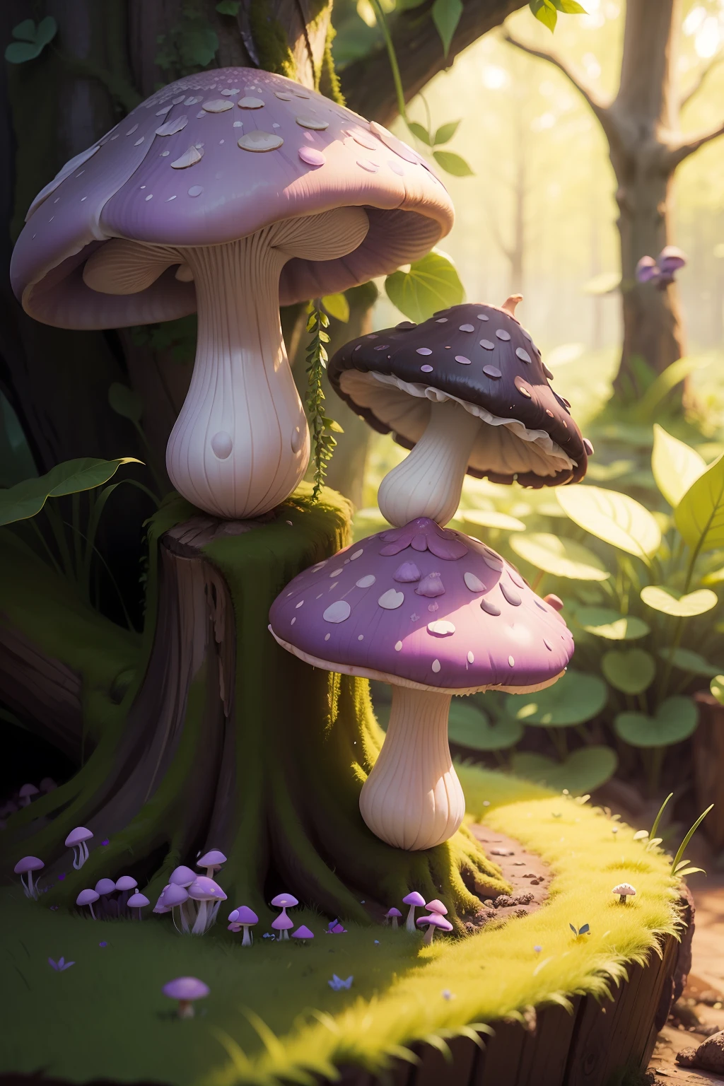 purple mushroom with fairies