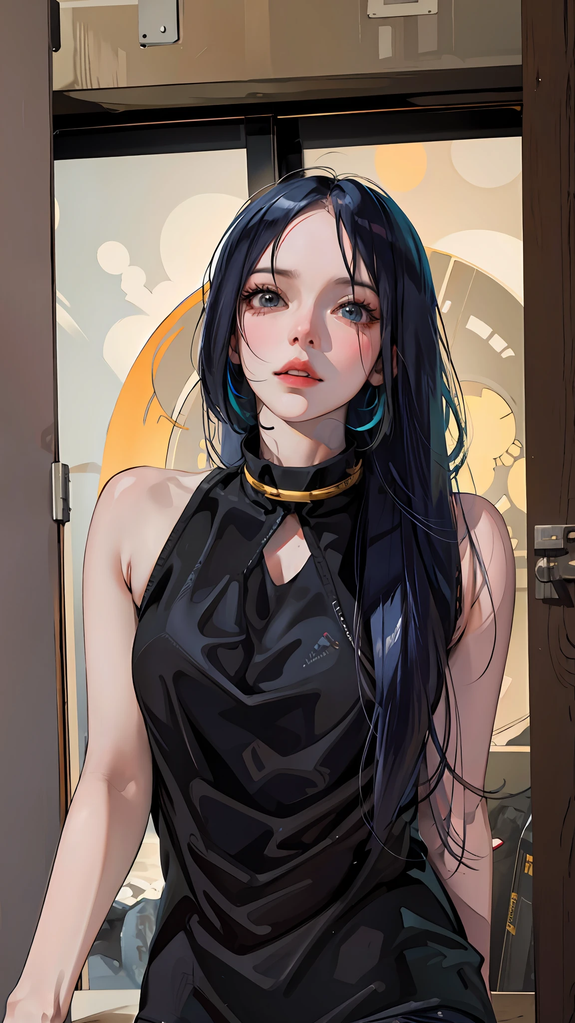 Realistic anime 3 D style, Anime style. 8K, anime realism style, realistic anime artstyle, Photorealistic anime,style of anime4 K, Guviz-style artwork, Casual pose,((tmasterpiece,best qualtiy)),illustratio,Ultra-detailed 8K,Photorealsitic,Clear focus,A highly detailed,Professional lighting,Colorful detailed,Rainbow color BREAK factory super long shot,with light glowing,Complicated details,Shitu-mecha,1girl stands in front of the audience,Bigchest。