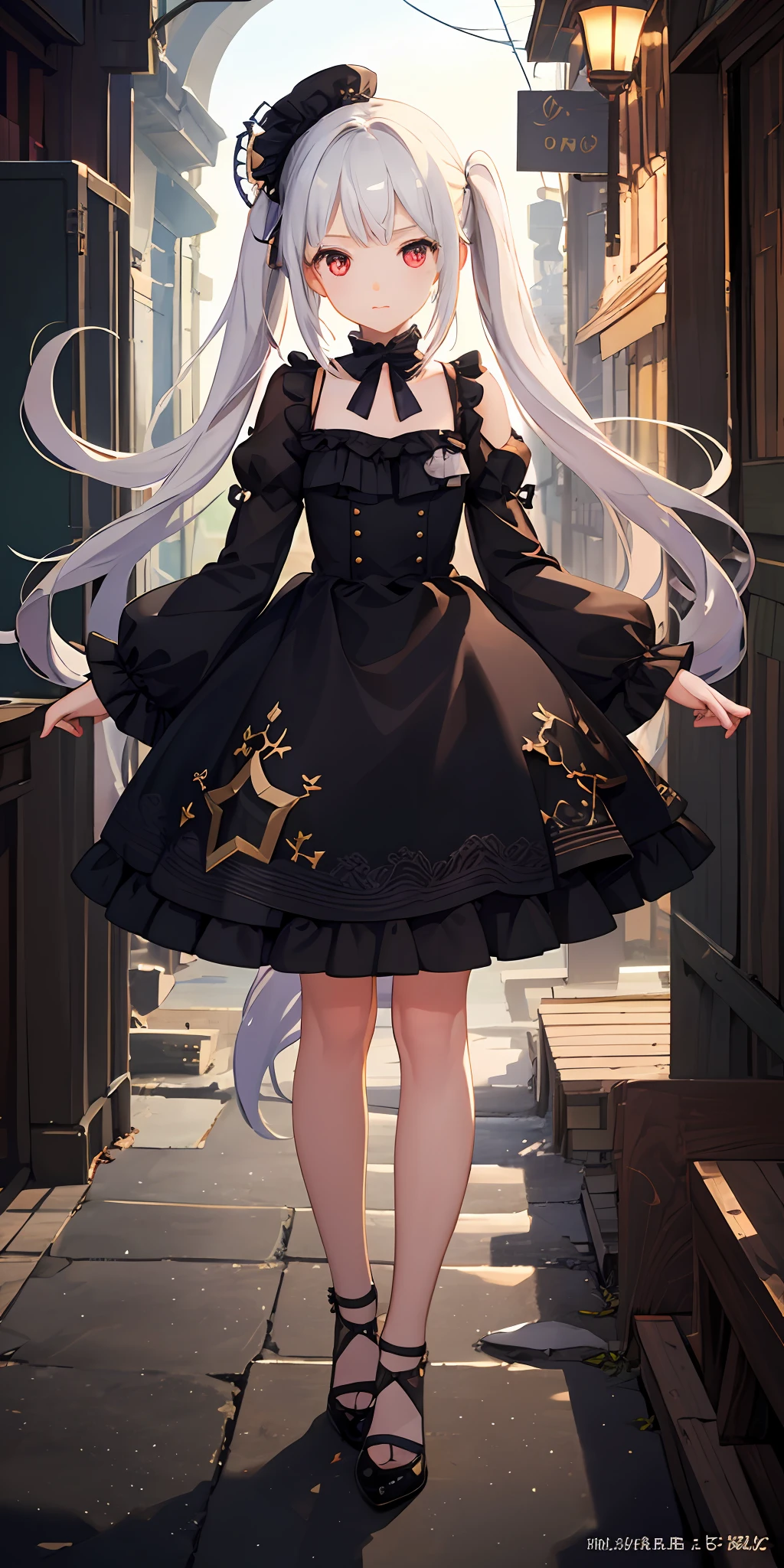 (Masterpiece), Best quality, Ultra-detailed, Extremely detailed Cg Unity 8K wallpaper。The picture is dominated by moving girls,Show off its cute red eyes and delicate and beautiful appearance。,Cute lolile。The graphic style is shallow,It can also express a soft emotional atmosphere。Wear Lolita,