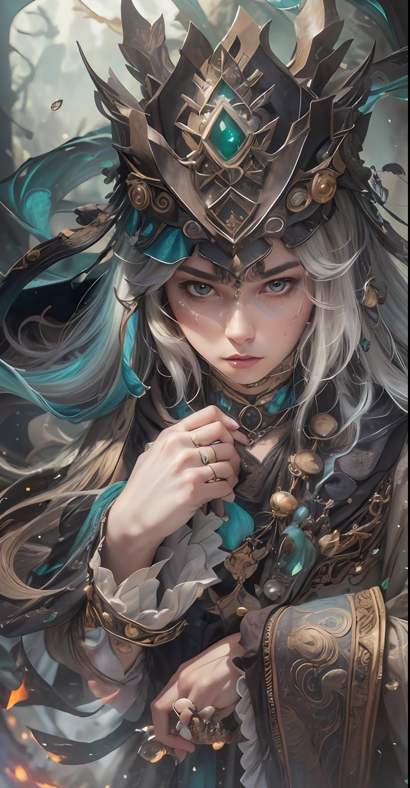 couple (((male)), Fashion photography, (Full portrait), (half), 独奏, Detailed background, Detailed Face, (stonepunkAI, Stone theme:1.1), fighting, (beautiful long hair, Dissolved: 0.2), shaman, The partition is harsh, mysterious, fighting, (Gorgeous face), Stunning, The head is tilted upwards, (Fighting facial expression), Martial, Intimate Interaction, Victorian old worn-out cloak, worn clothing, Throne Room, Tribal ornaments, hood, headdress: 0.33, emerald, obsidian, detailed clothes, realistic skin texture, (particles floating, Huge throne room, embers, Rituals, whirlwinds, the wind: 1.2), Clear Focus, voluminous lighting, Good moments, Good shadows, sub-surface Scattering, Complex, Highly detailed, ((film)), dramatic, (Highest Quality, Award-winning, Masterpiece: 1.5), (Realism: 1.5),
