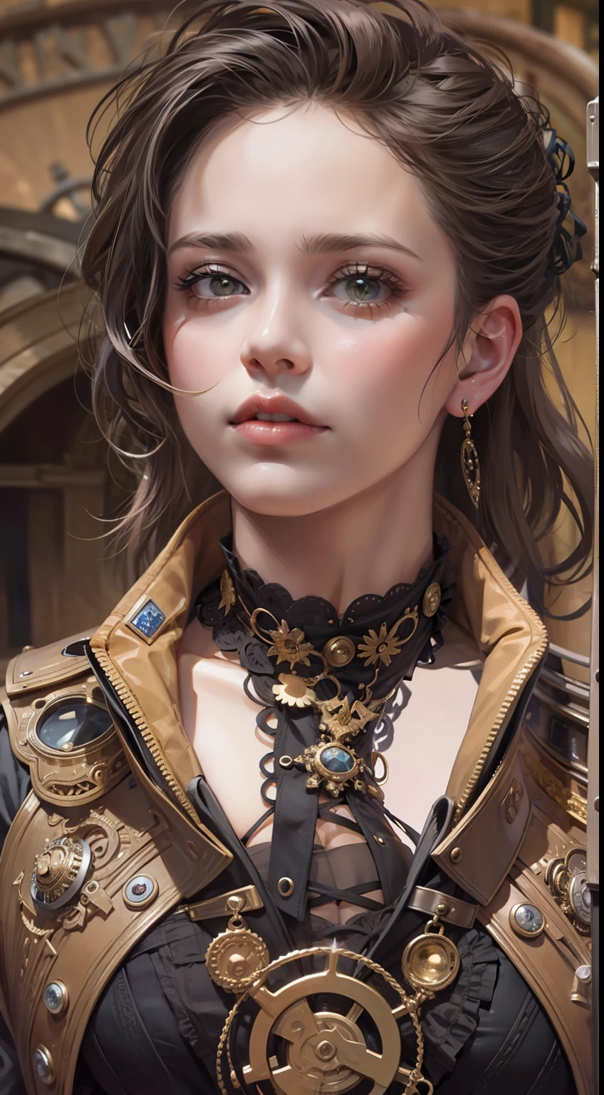 Beautiful woman in intricate Steampunk Inspired Outfit