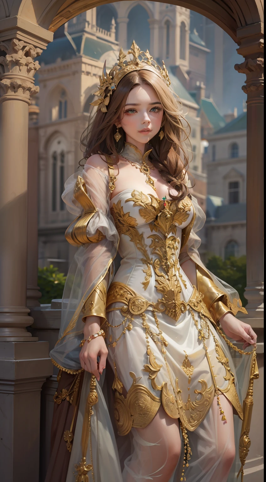 Beautiful woman in intricate Romantic Renaissance Outfit