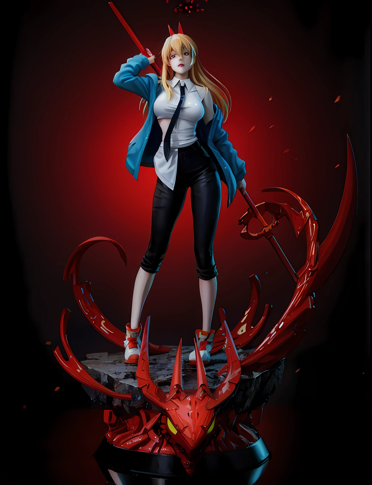 Rave image of a woman with a sword and a demon's head, Asuka Langley Sohryu, Asuka Langley Soryu, Asuka Langley Souryuu, Asuka Langley, Gwen Stacy, Estatuetas de anime, Retrato de Asuka Langley Soryu, figura do anime, porcelain holly herndon statue, aranha gwen, deviantart artstation cgscosiety